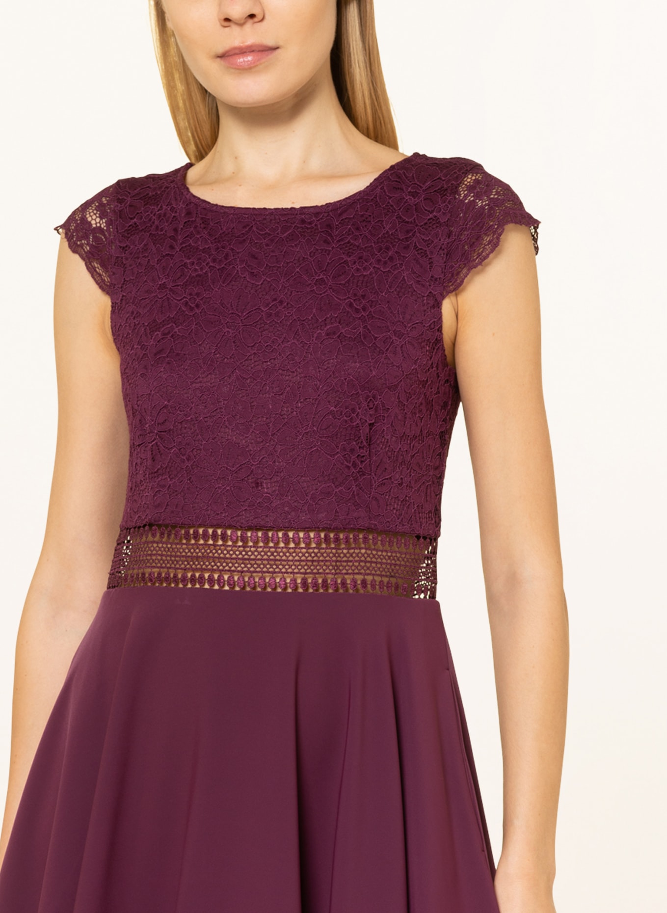 burgundy lace skater dress