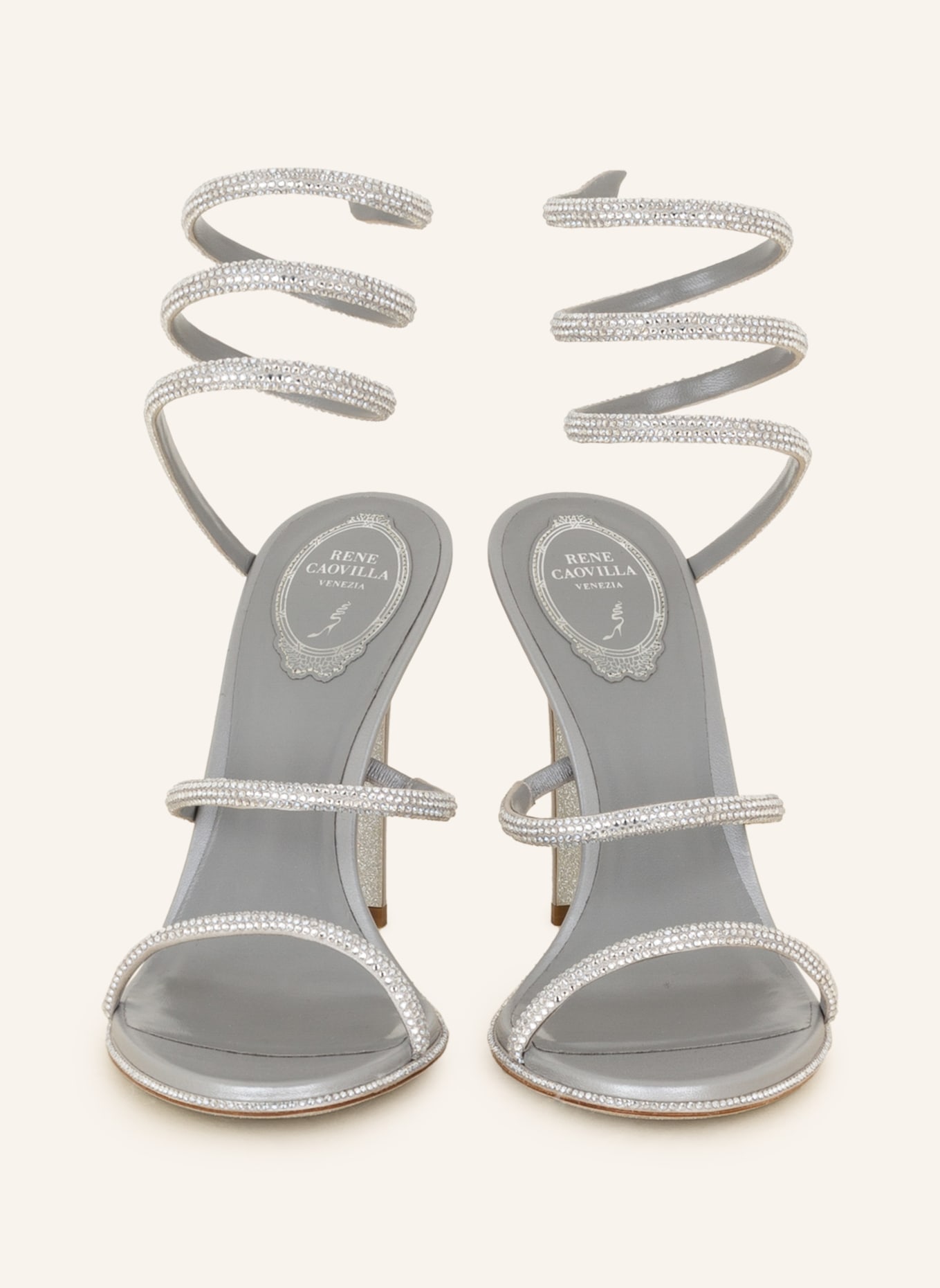RENE CAOVILLA Sandály s ozdobnými kamínky, Barva: STŘÍBRNÁ (Obrázek 3)