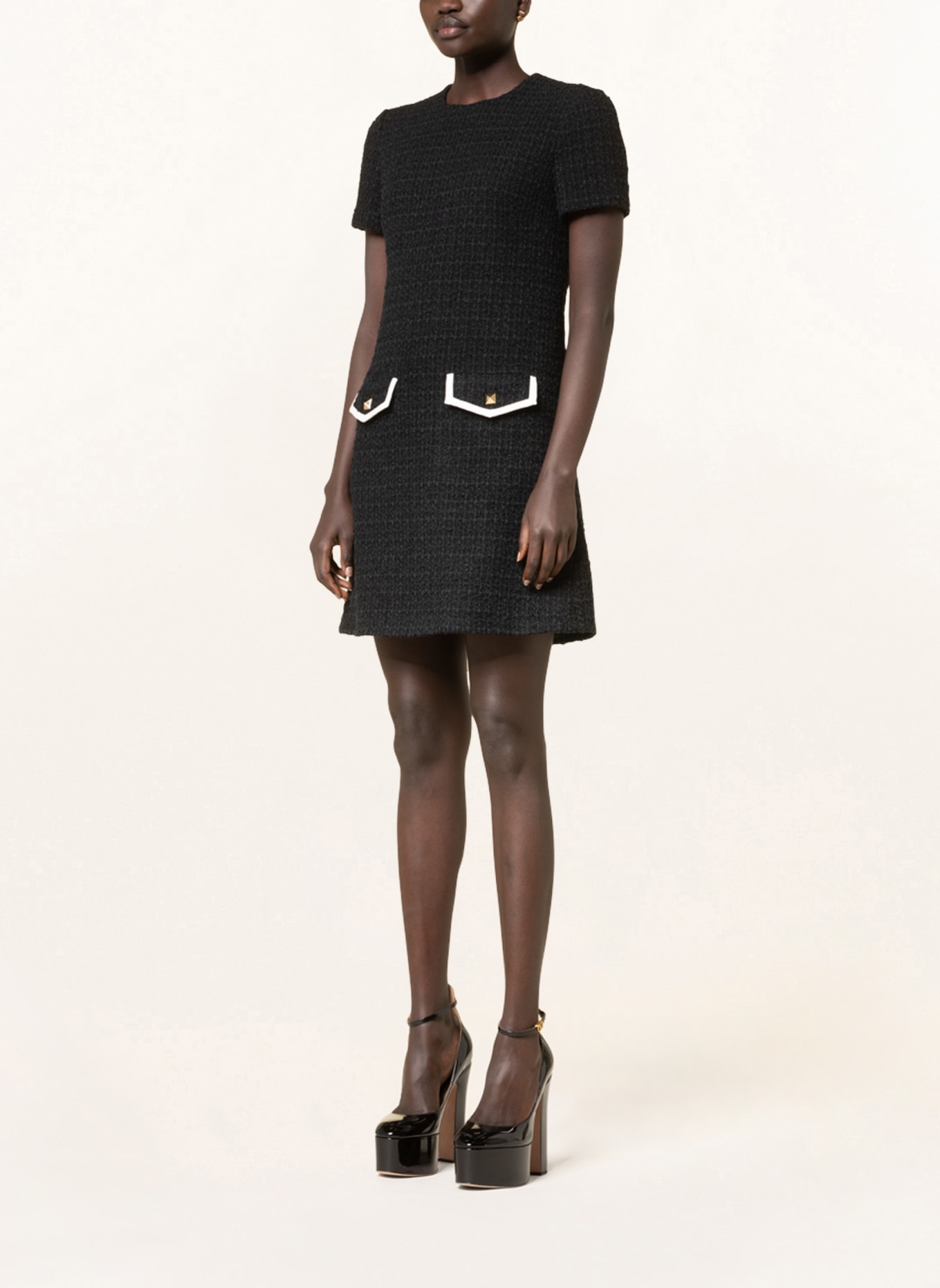 VALENTINO Tweed dress, Color: BLACK (Image 2)