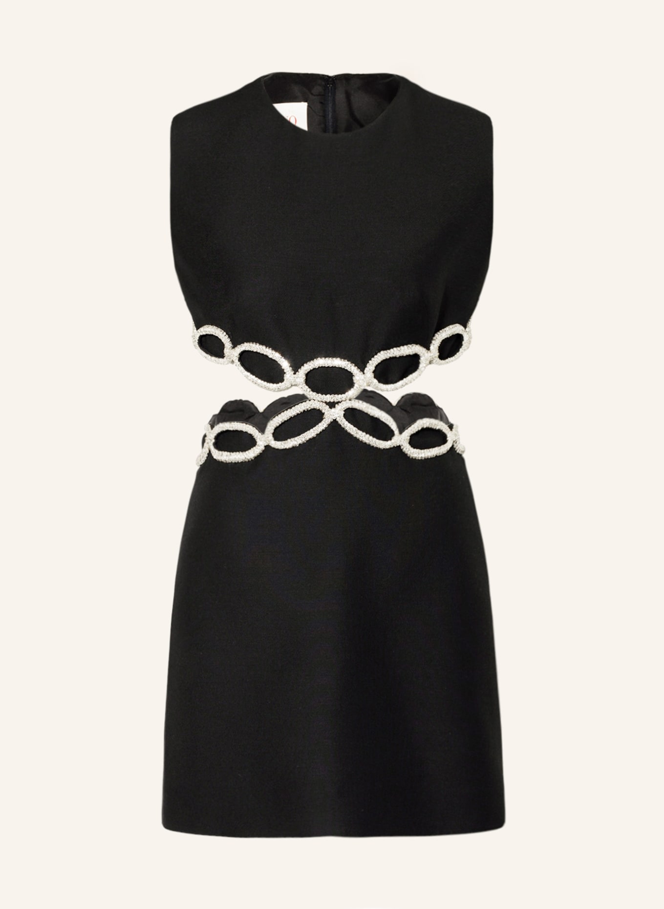 VALENTINO Silk dress with decorative gems and cut-outs, Color: BLACK (Image 1)