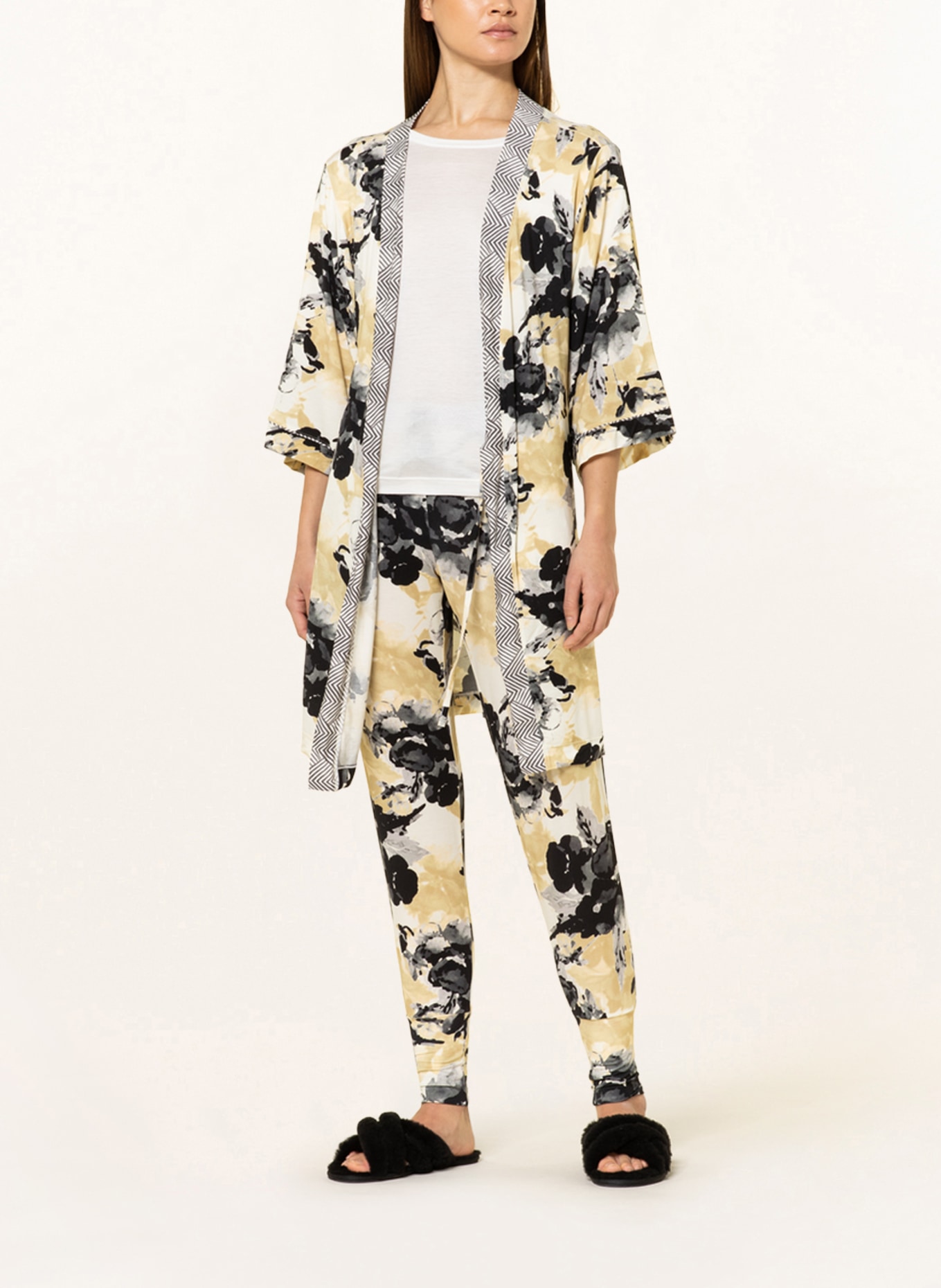 JOCKEY Damen-Kimono RELAXED LOUNGE, Farbe: SCHWARZ/ GRAU/ GELB (Bild 2)