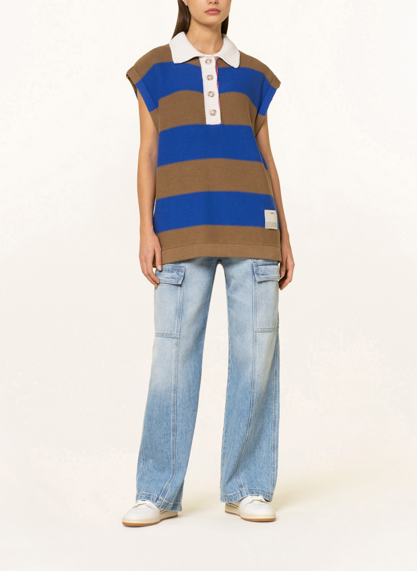 CLOSED Sweater vest, Color: BLUE/ LIGHT BROWN (Image 2)