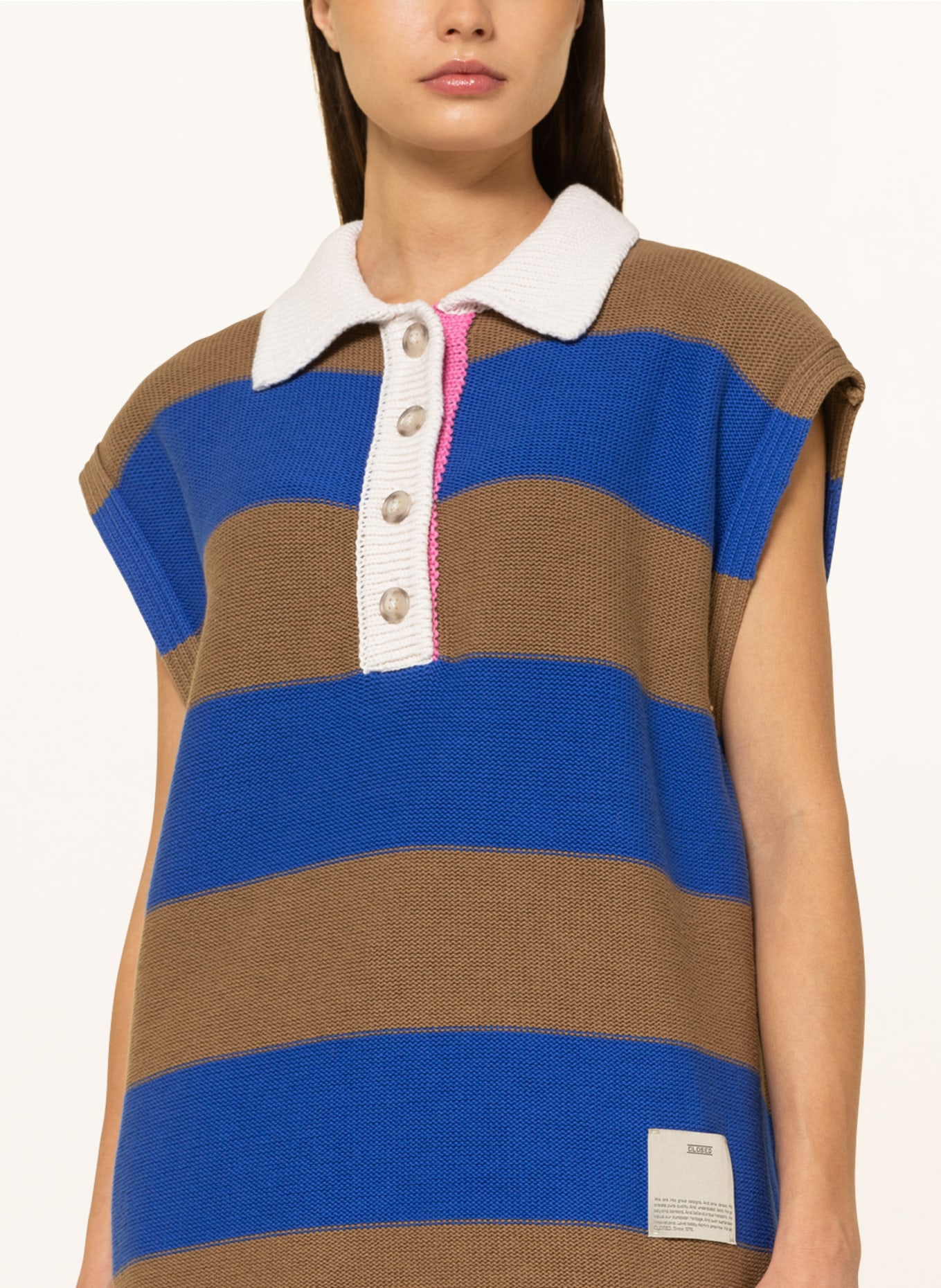 CLOSED Sweater vest, Color: BLUE/ LIGHT BROWN (Image 4)