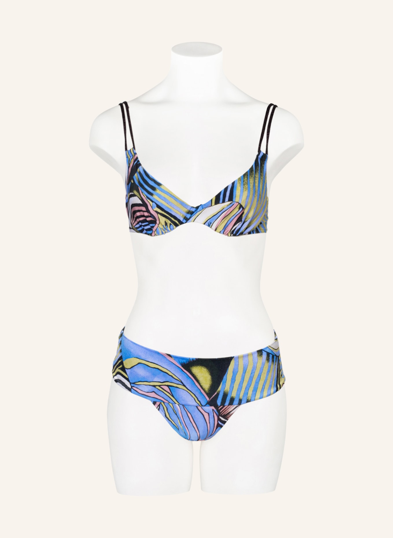 ANDRES SARDA Underwired bikini top MAHONY , Color: LIGHT BLUE/ YELLOW/ BLACK (Image 2)