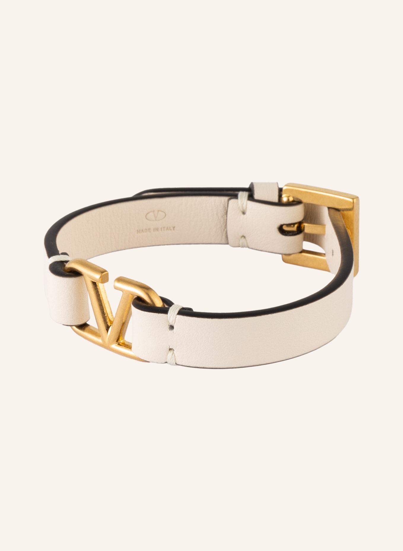 vejkryds af øjenvipper VALENTINO GARAVANI Leather bracelet VLOGO SIGNATURE in gold/ white |  Breuninger