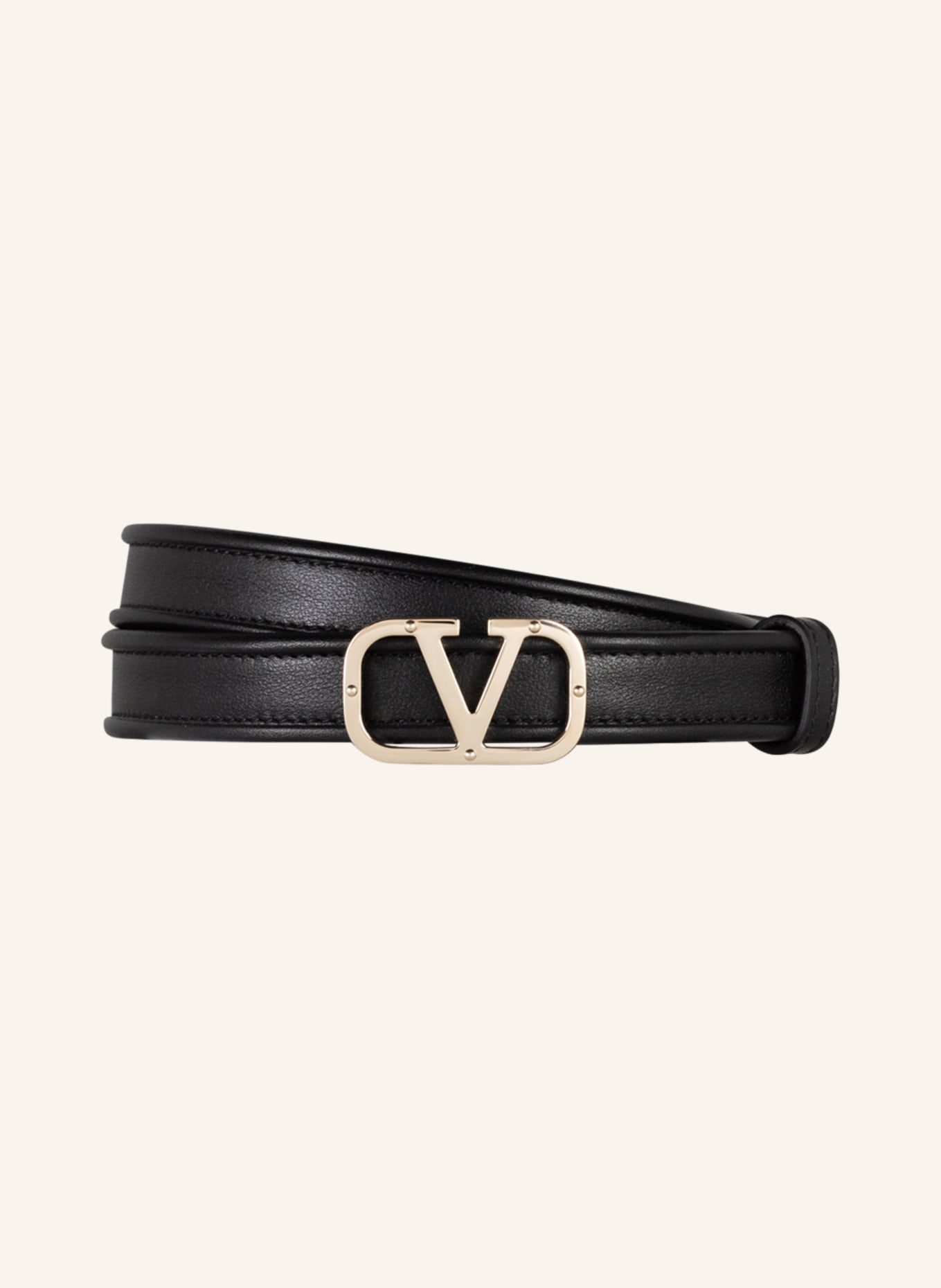VALENTINO GARAVANI Leather belt VLOGO , Color: BLACK (Image 1)