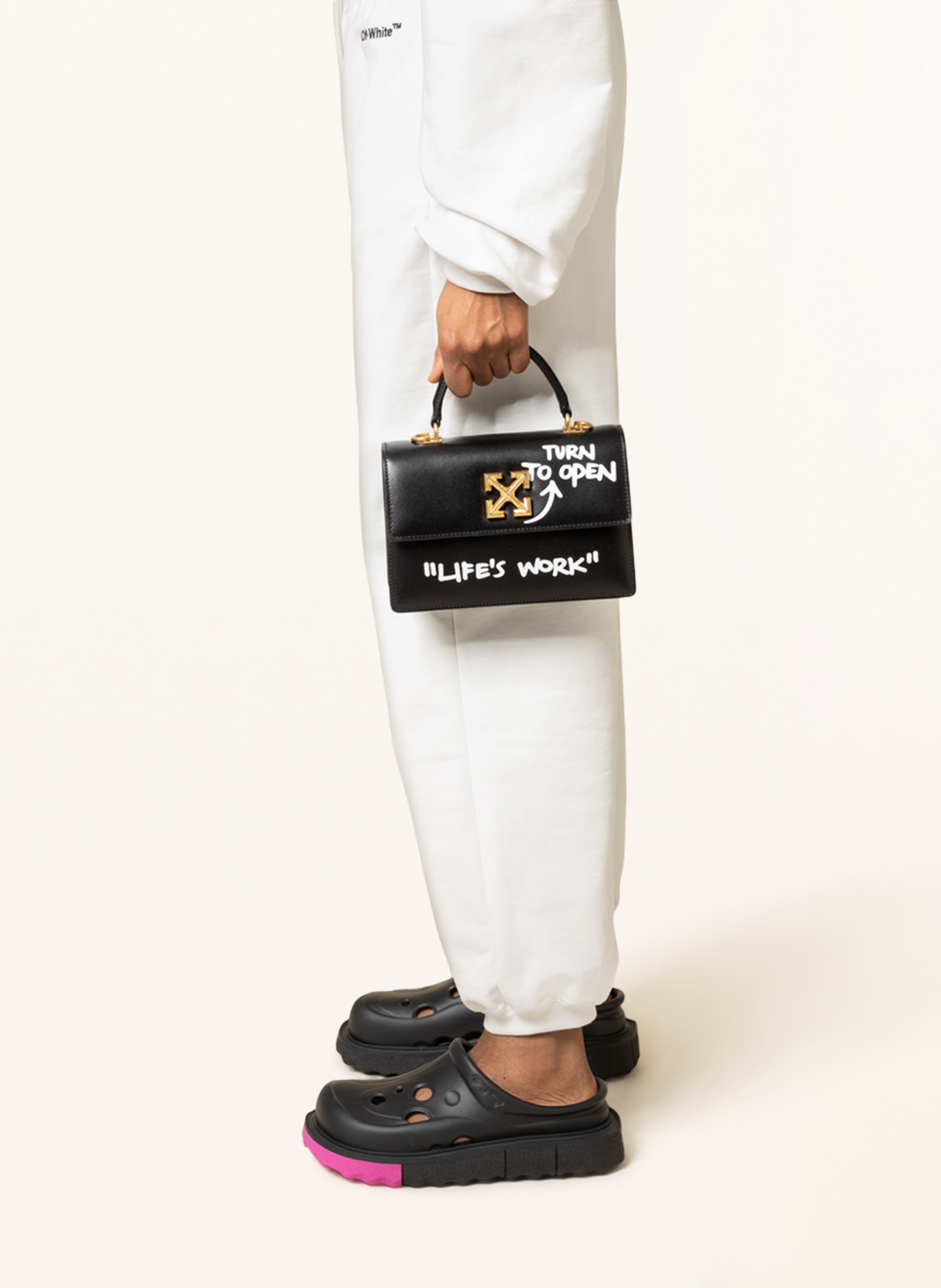 Off White Handbag JITNEY in black white