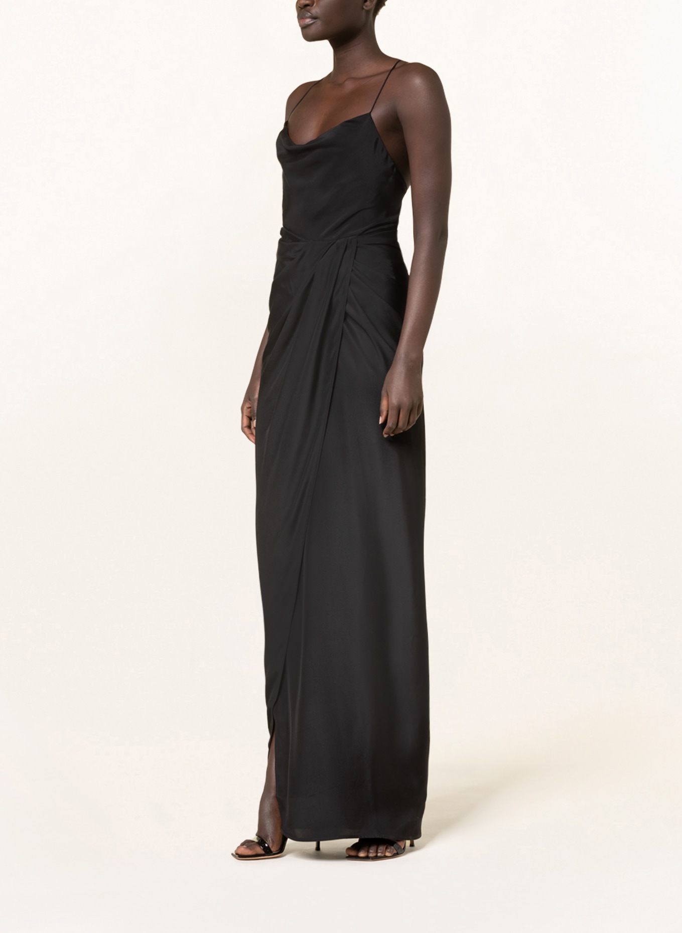 GAUGE81 Silk dress SHIROI, Color: BLACK (Image 2)