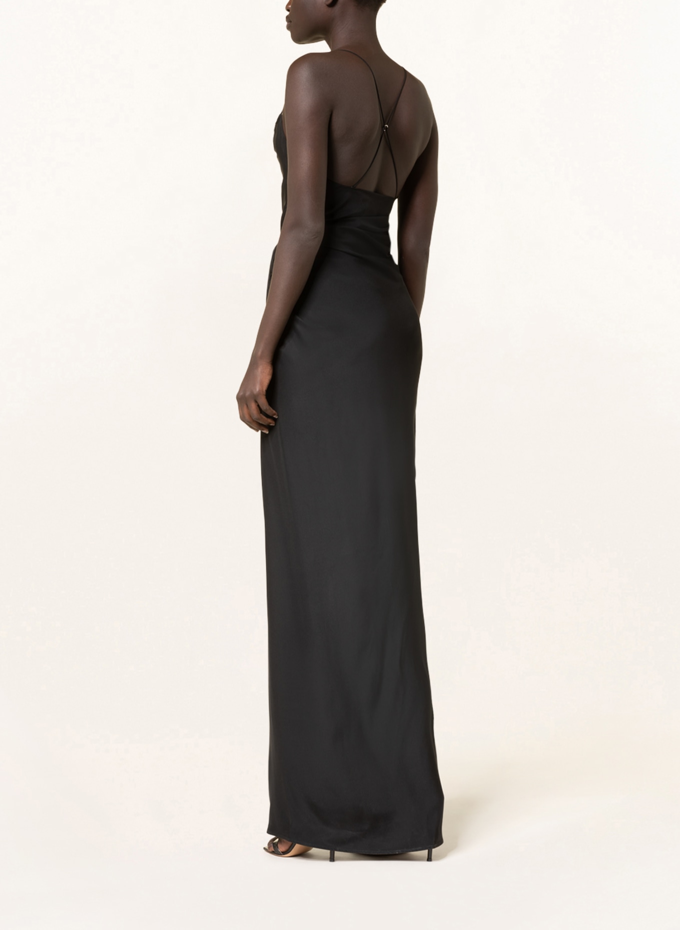 GAUGE81 Silk dress SHIROI, Color: BLACK (Image 3)