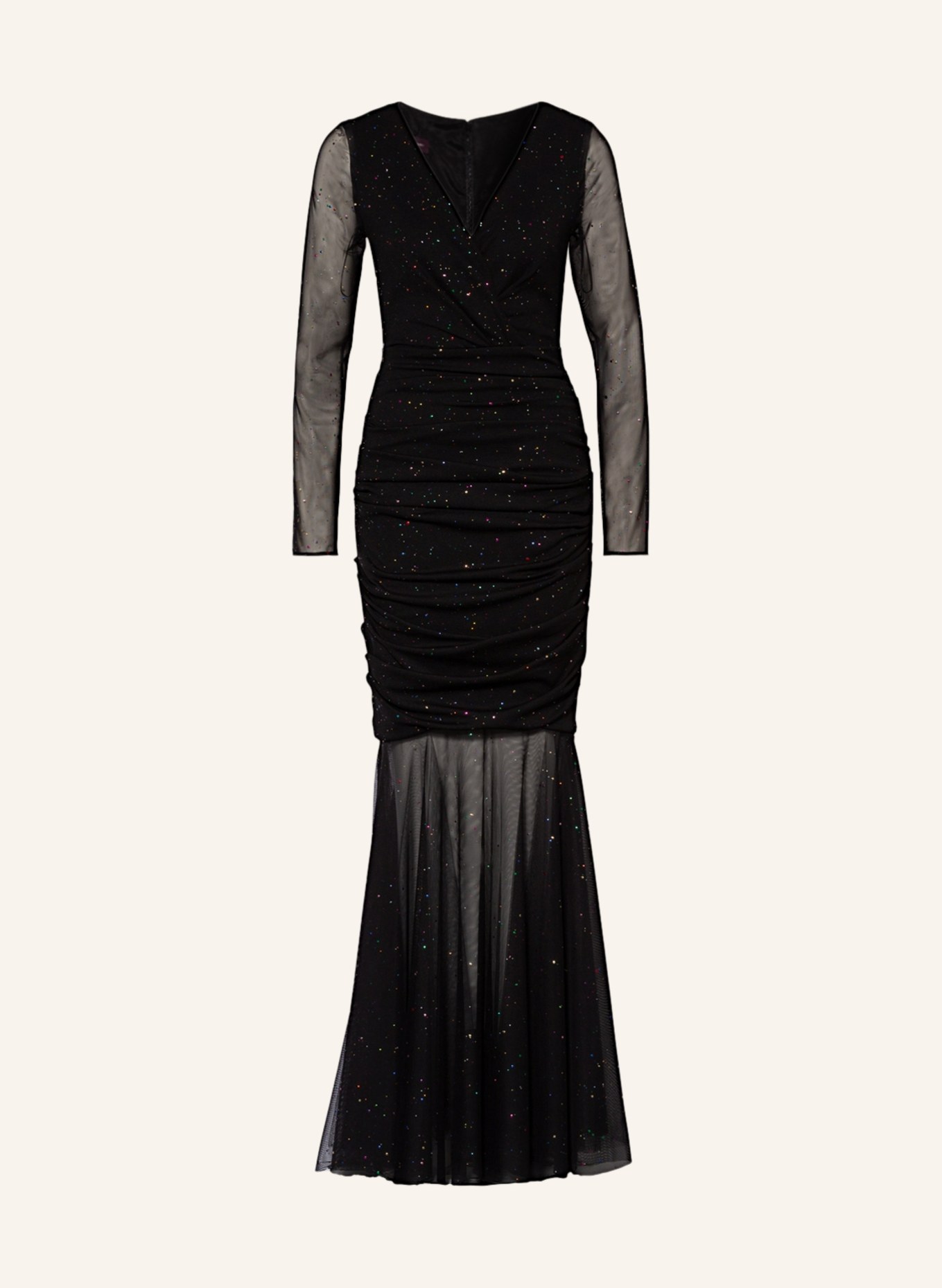 TALBOT RUNHOF Evening dress in mixed materials, Color: BLACK/ GREEN/ PINK (Image 1)