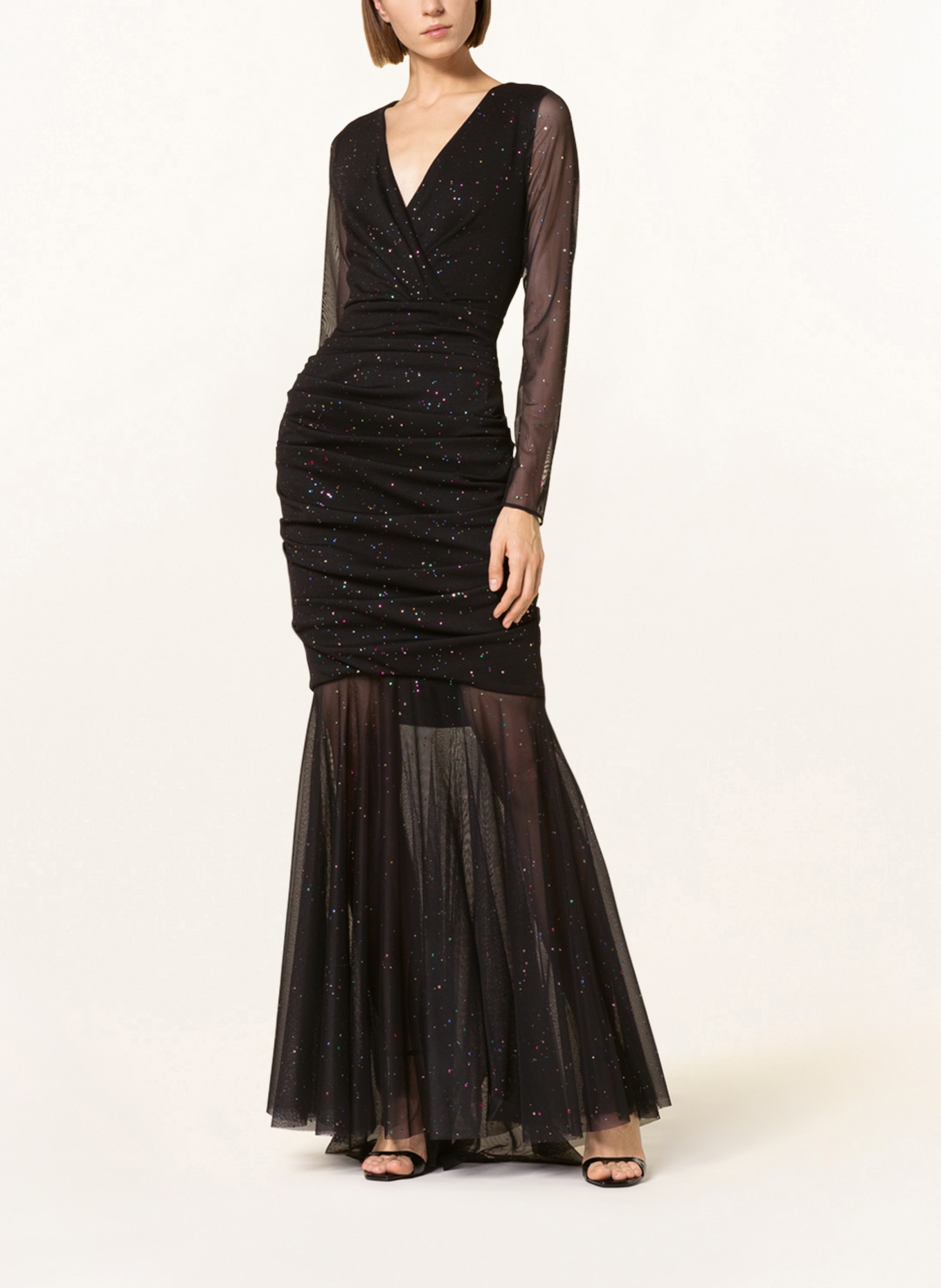 TALBOT RUNHOF Evening dress in mixed materials, Color: BLACK/ GREEN/ PINK (Image 2)