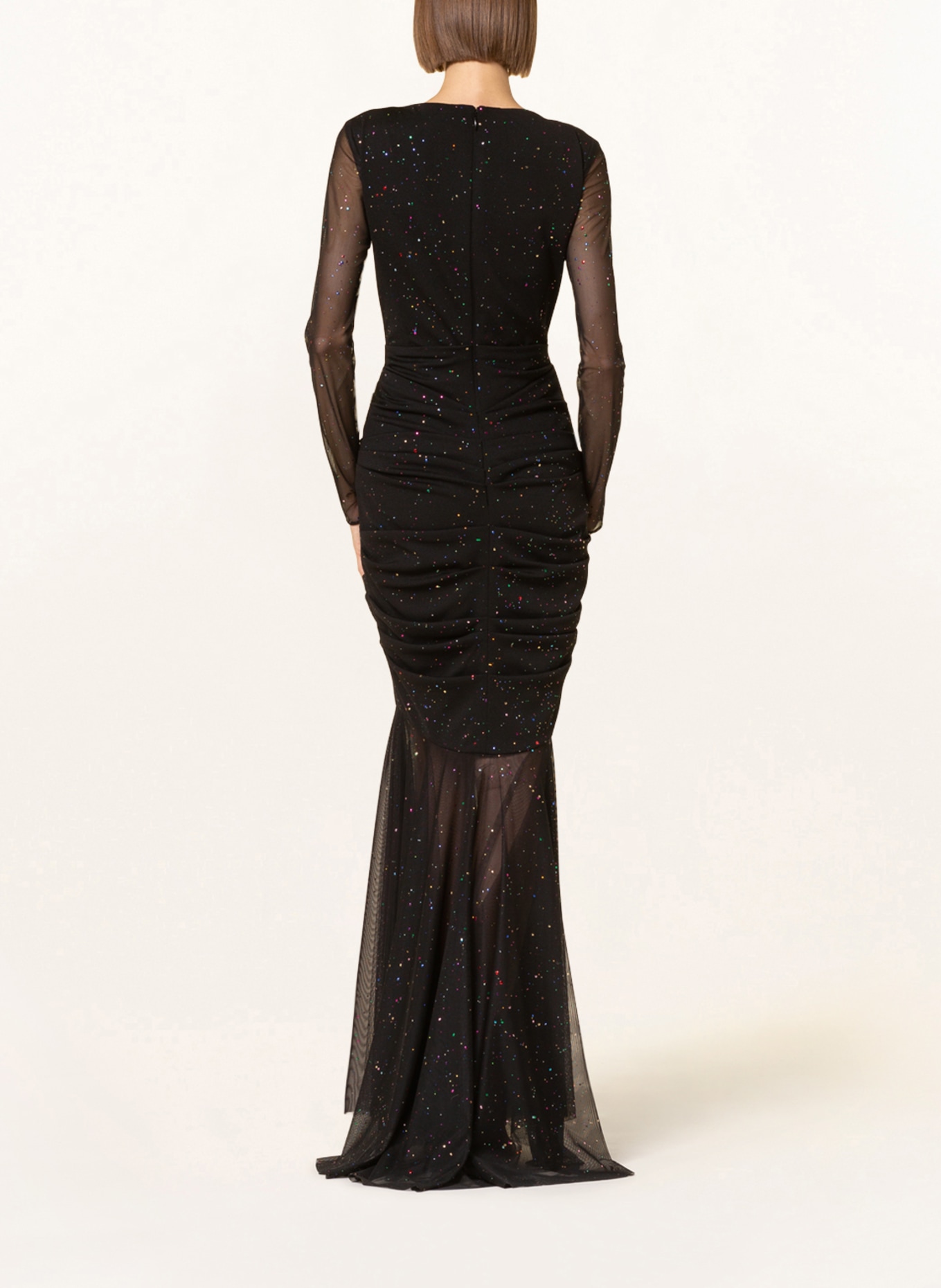 TALBOT RUNHOF Evening dress in mixed materials, Color: BLACK/ GREEN/ PINK (Image 3)