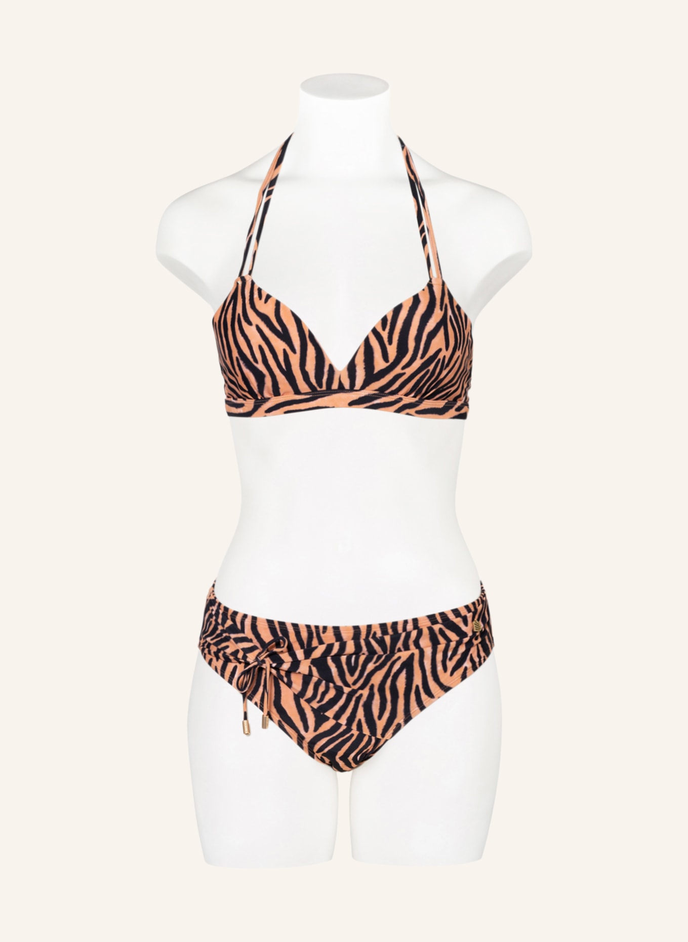 BEACHLIFE Halter neck bikini top SOFT ZEBRA, Color: ORANGE/ BLACK (Image 2)