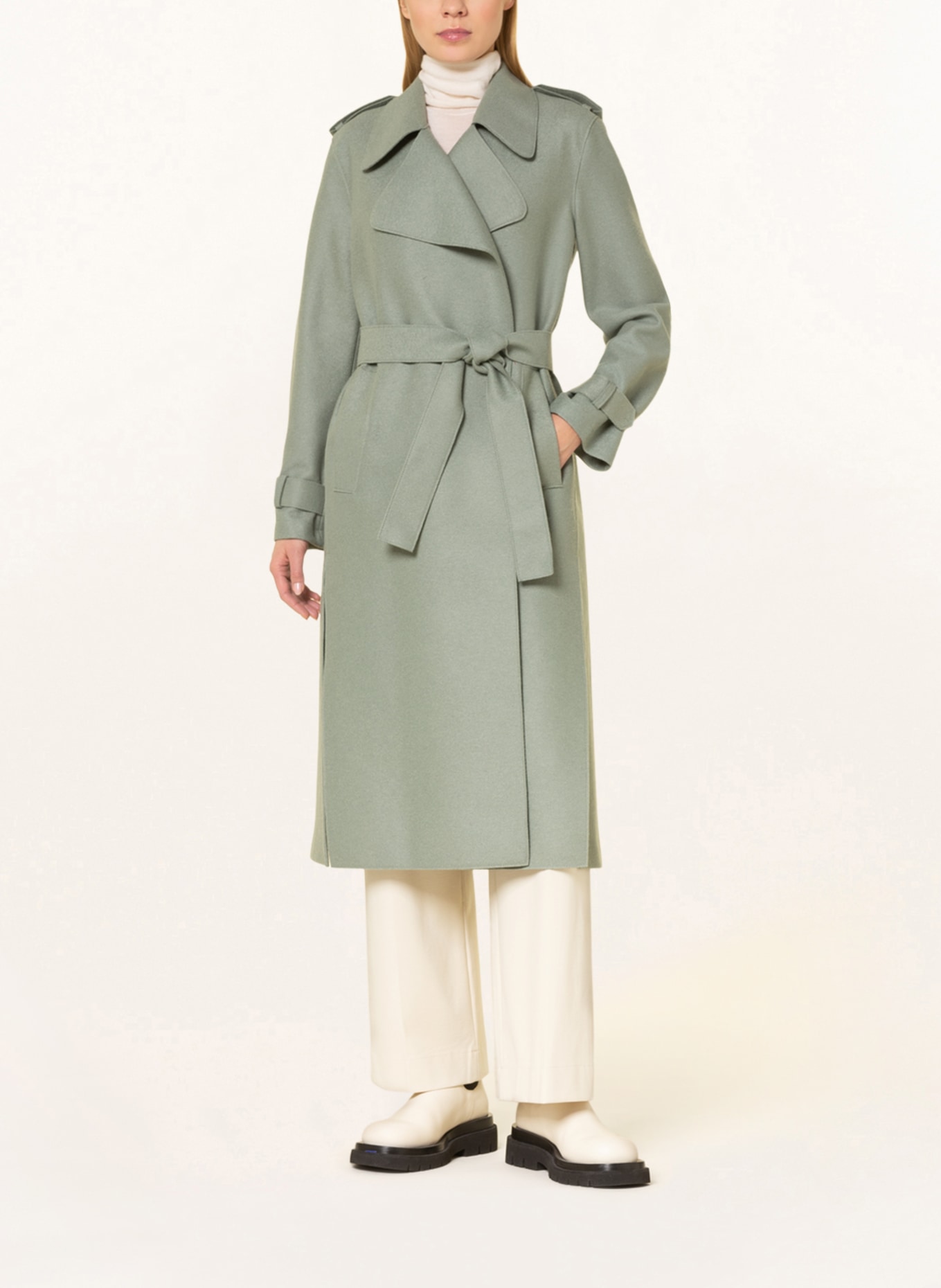 HARRIS WHARF LONDON Wool coat, Color: LIGHT GREEN (Image 2)