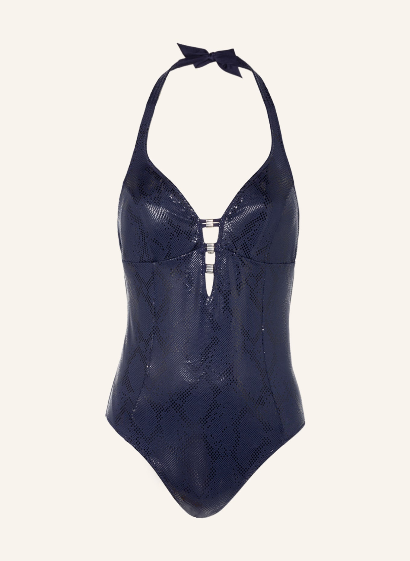 MARIE JO Halter neck swimsuit SAN DOMINO , Color: DARK BLUE (Image 1)