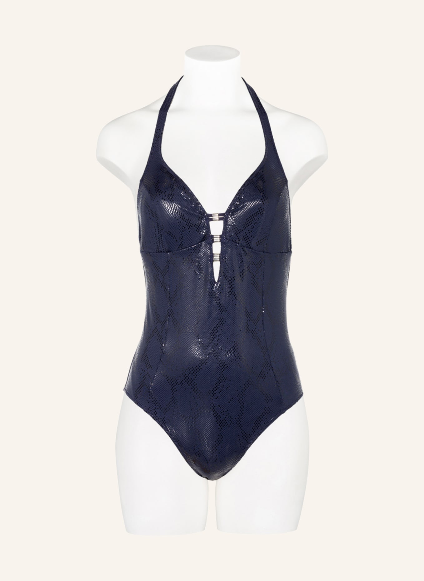 MARIE JO Halter neck swimsuit SAN DOMINO , Color: DARK BLUE (Image 2)