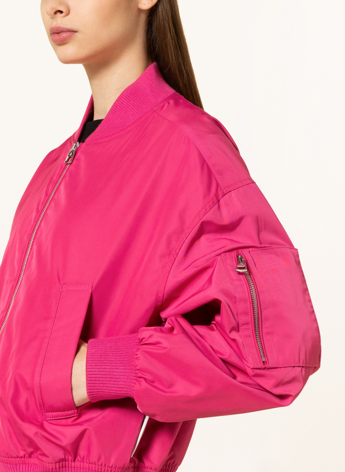 Hot pink bomber jacket on sale womens