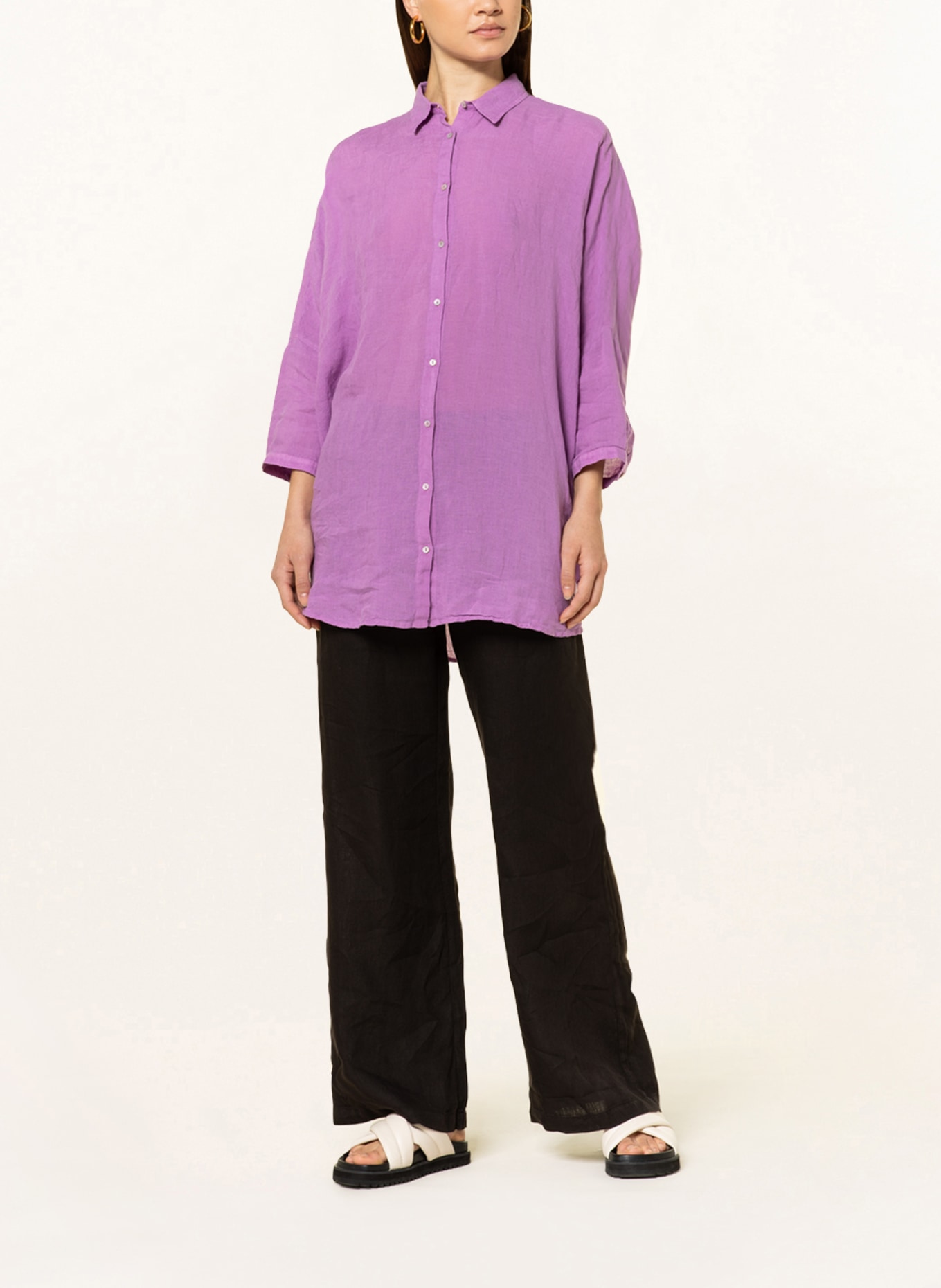 120%lino Oversized linen blouse, Color: PURPLE (Image 2)