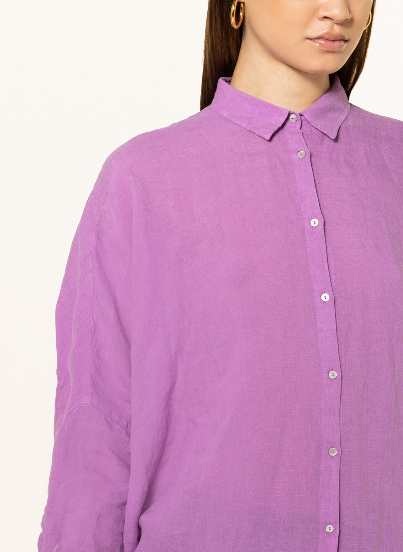 120%lino Oversized linen blouse, Color: PURPLE (Image 4)