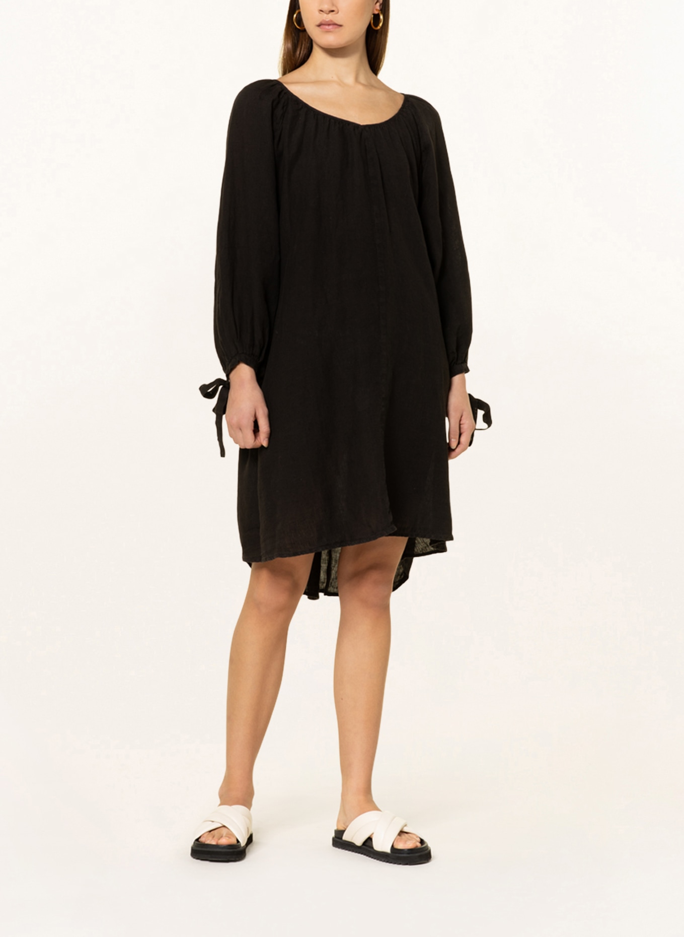 120%lino Linen dress , Color: BLACK (Image 2)