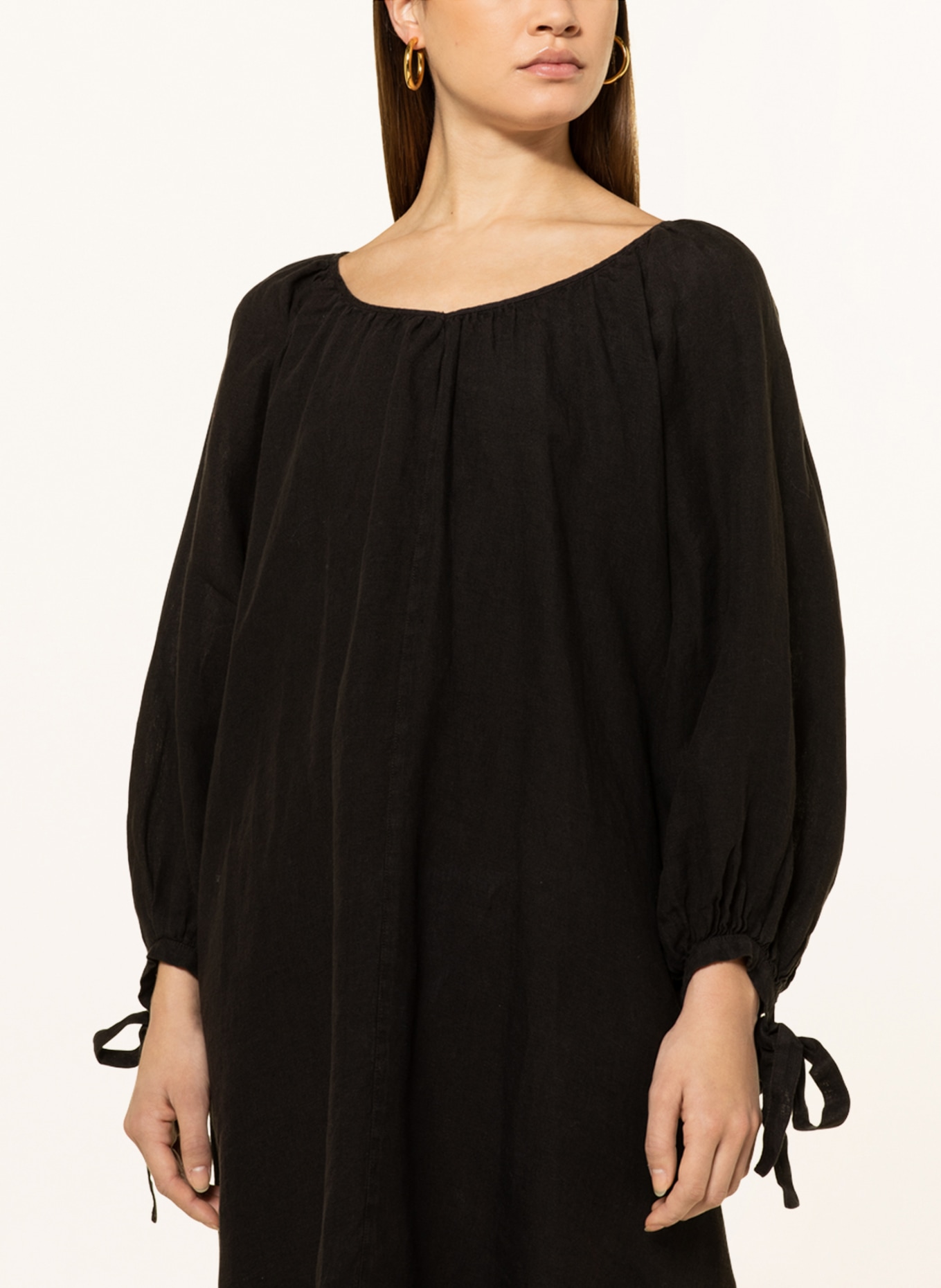 120%lino Linen dress , Color: BLACK (Image 4)