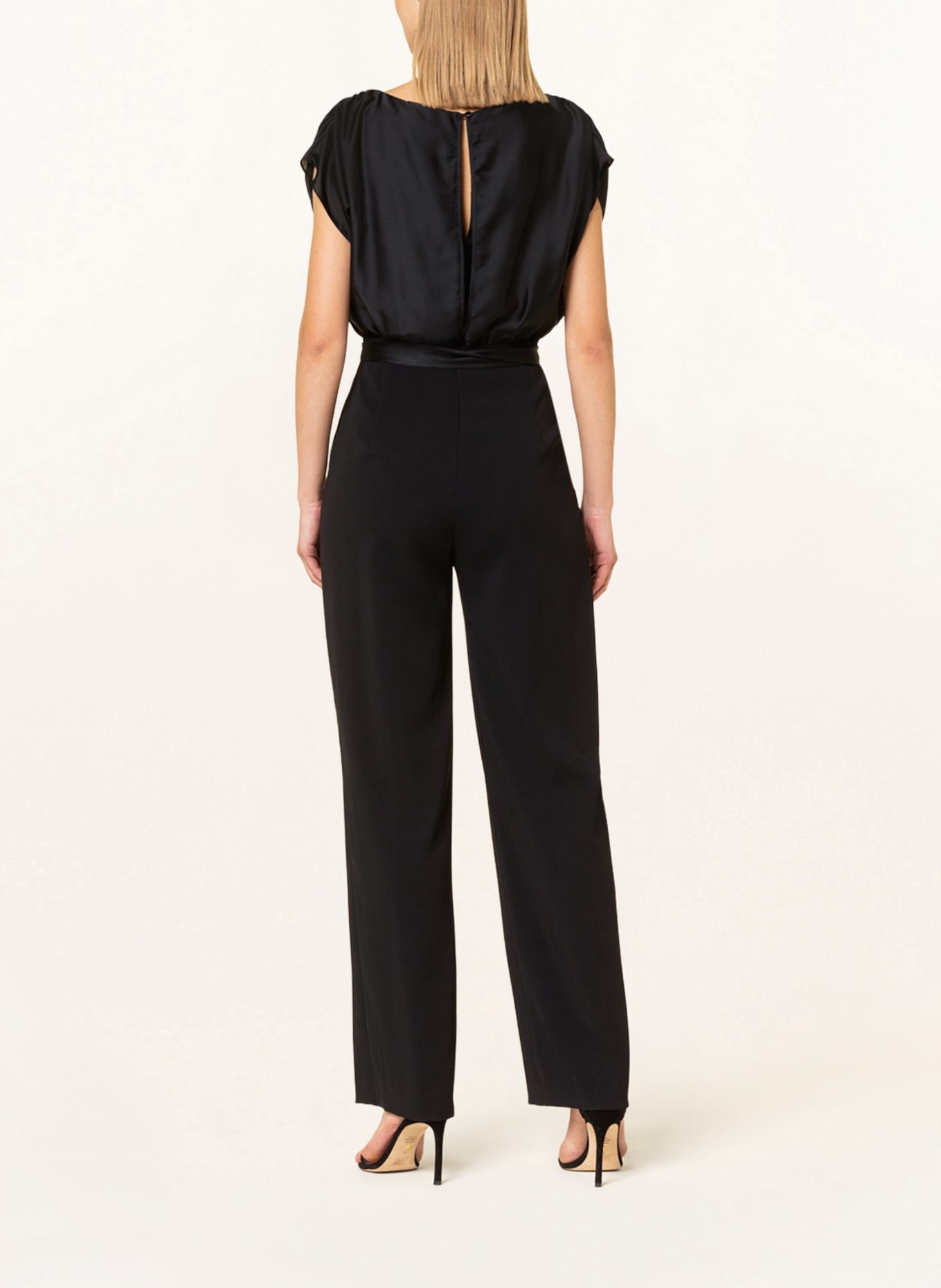 SWING Jumpsuit in mixed materials, Color: BLACK (Image 3)