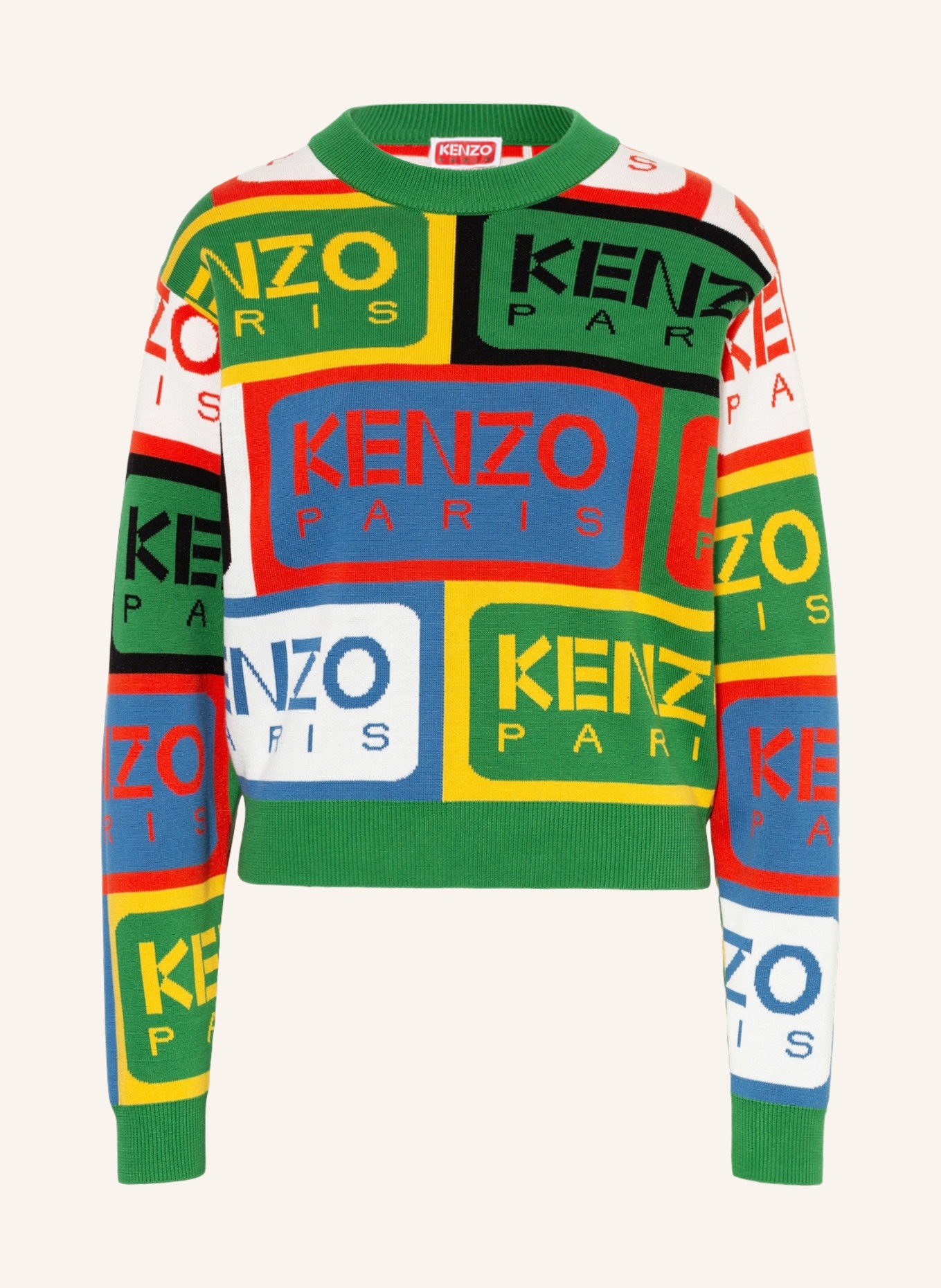 KENZO Sweater in green/ red/ dark yellow