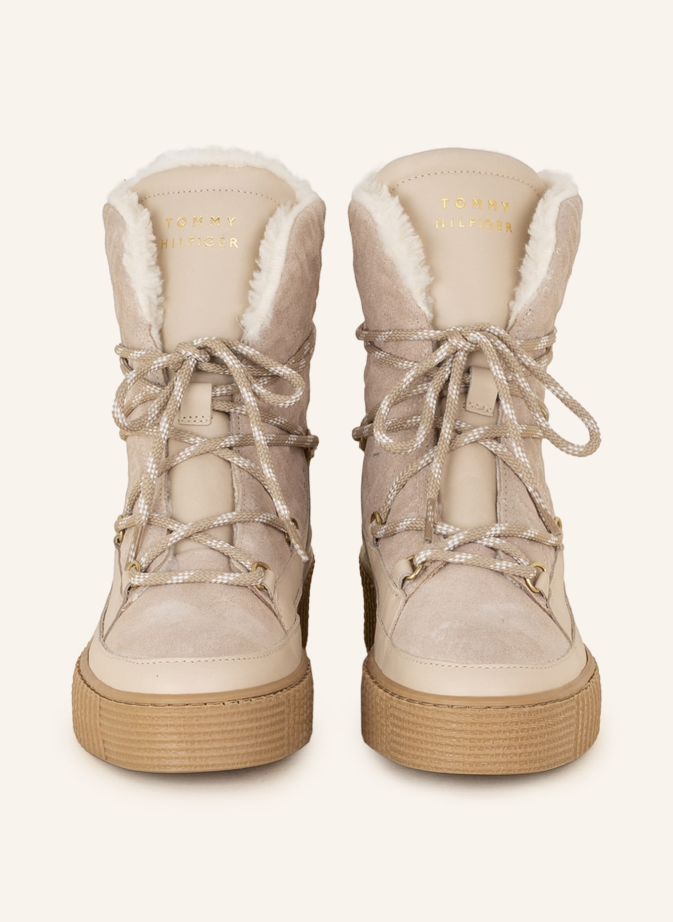 TOMMY HILFIGER Lace-up boots with faux fur, Color: BEIGE (Image 3)