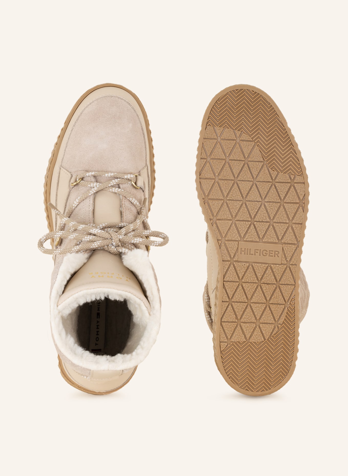 TOMMY HILFIGER Šněrovací boty s umělou kožešinou, Barva: BÉŽOVÁ (Obrázek 5)