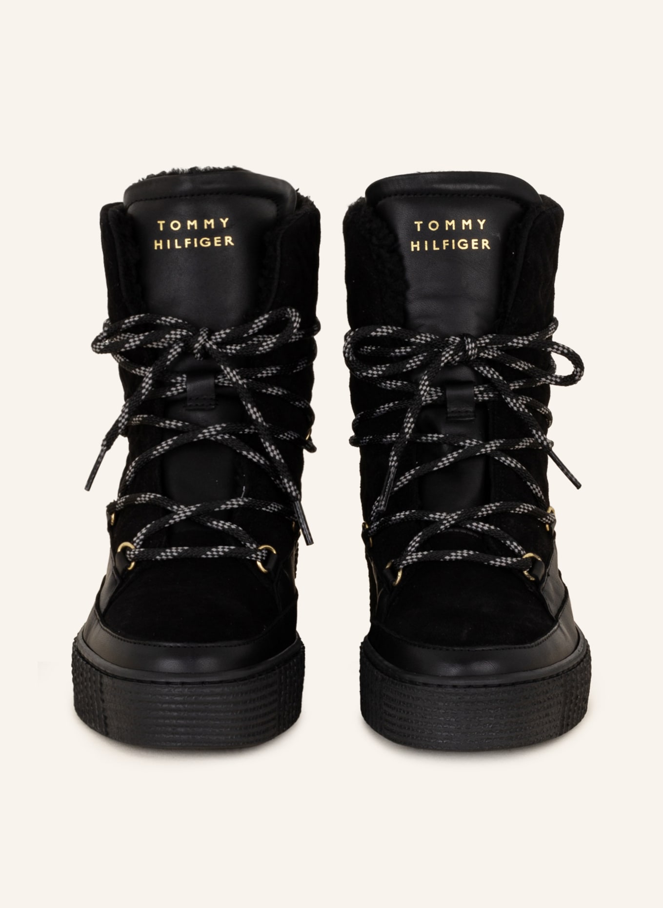 TOMMY HILFIGER Lace-up boots with faux fur, Color: BLACK (Image 3)