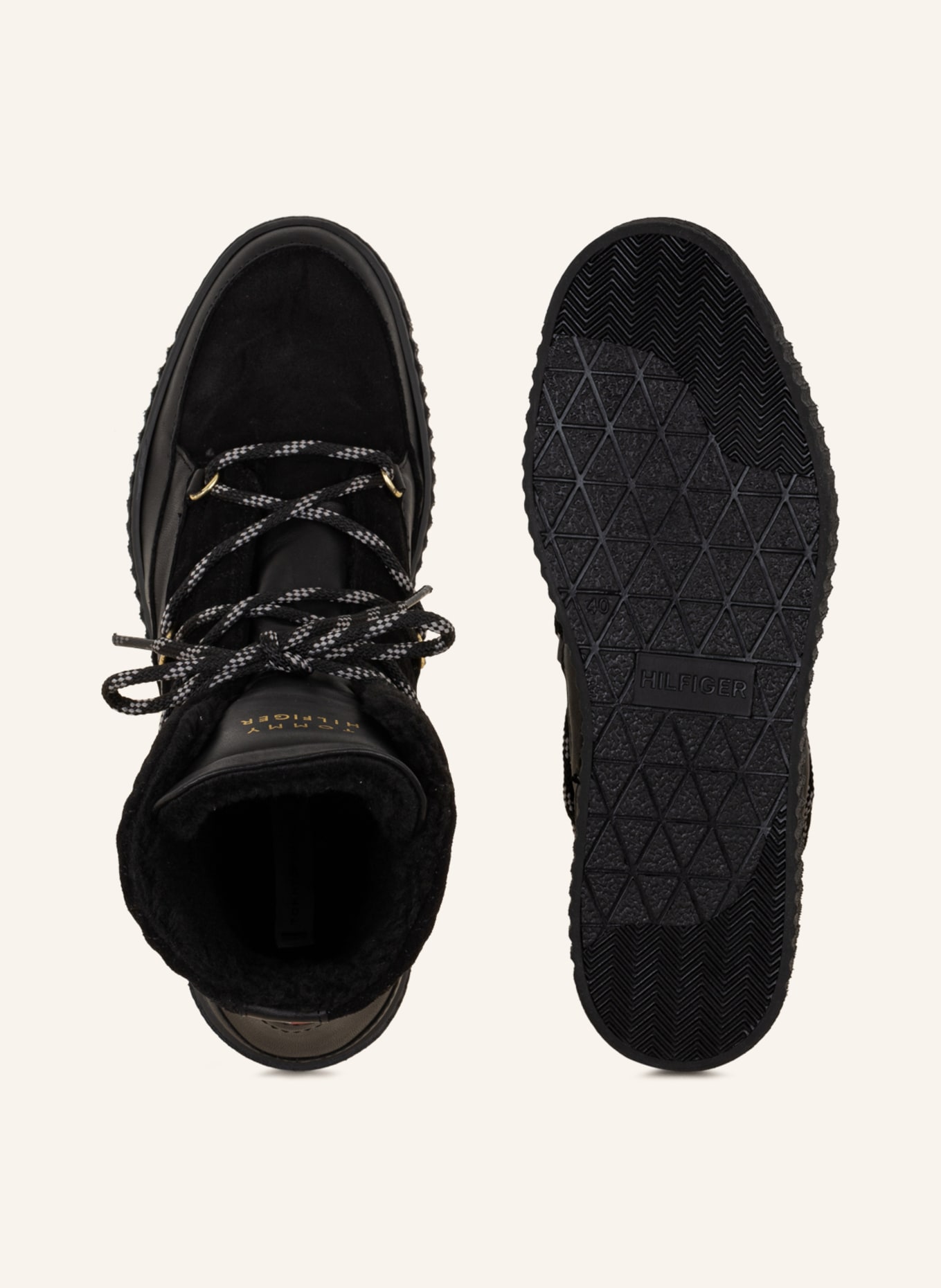 TOMMY HILFIGER Lace-up boots with faux fur, Color: BLACK (Image 5)