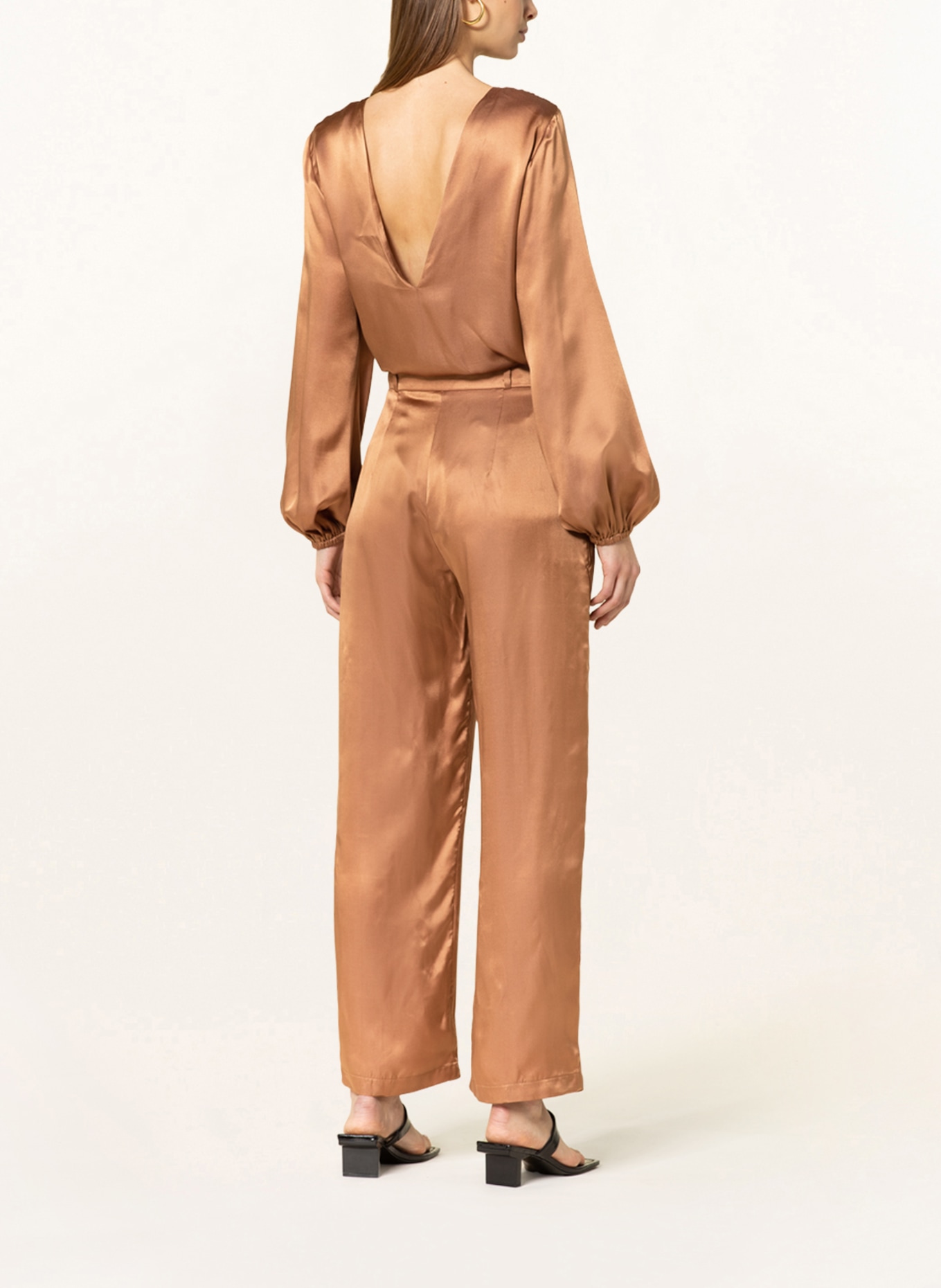 MIRYAM Wide leg trousers in satin, Color: BROWN (Image 3)