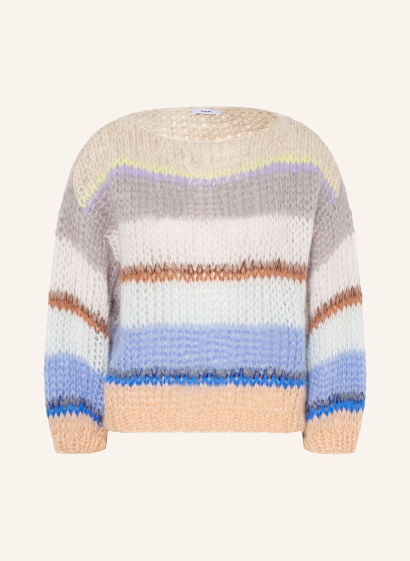 MAIAMI Sweater with mohair, Color: WHITE/ GRAY/ BLUE (Image 1)