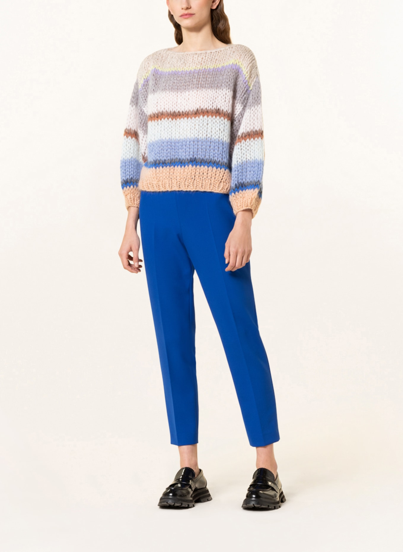 MAIAMI Sweater with mohair, Color: WHITE/ GRAY/ BLUE (Image 2)