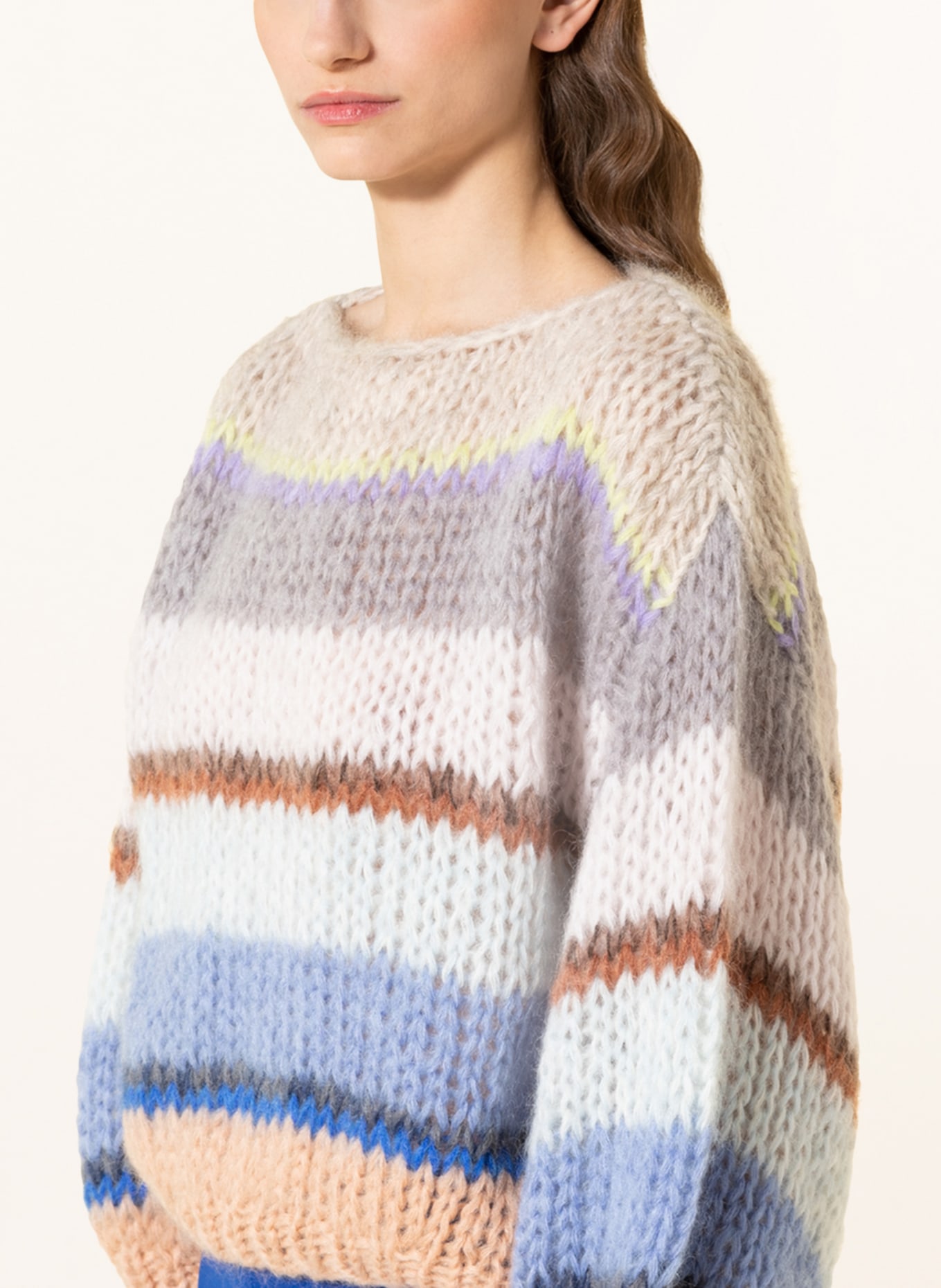 MAIAMI Sweater with mohair, Color: WHITE/ GRAY/ BLUE (Image 4)