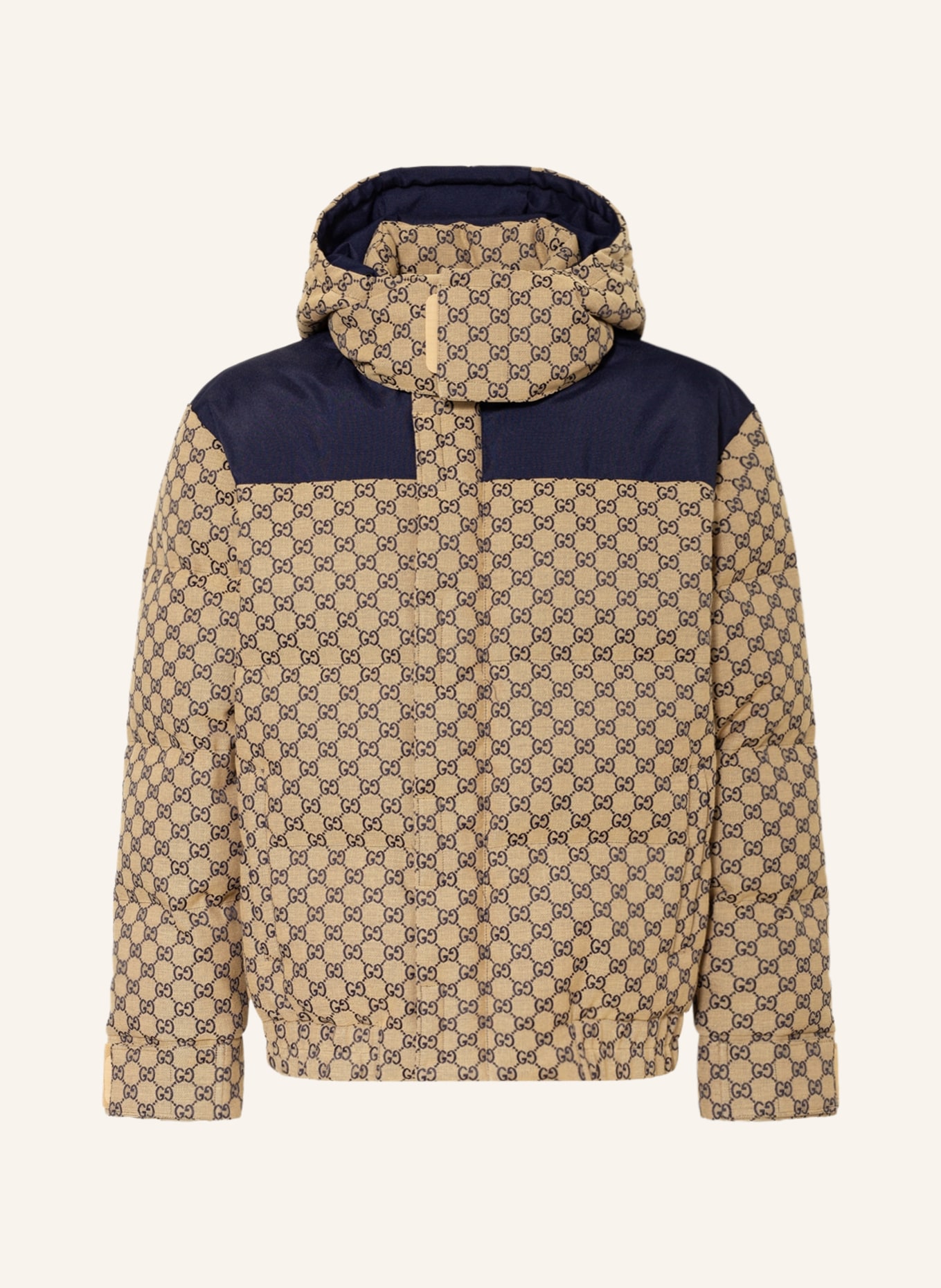 GUCCI Down jacket with removable hood , Color: DARK BLUE/ CAMEL (Image 1)