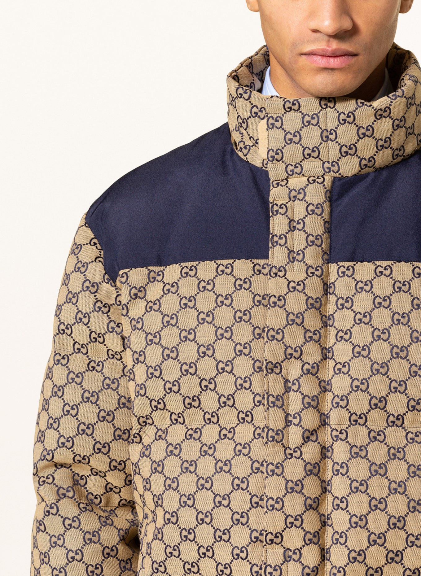 GUCCI Down jacket with removable hood , Color: DARK BLUE/ CAMEL (Image 4)