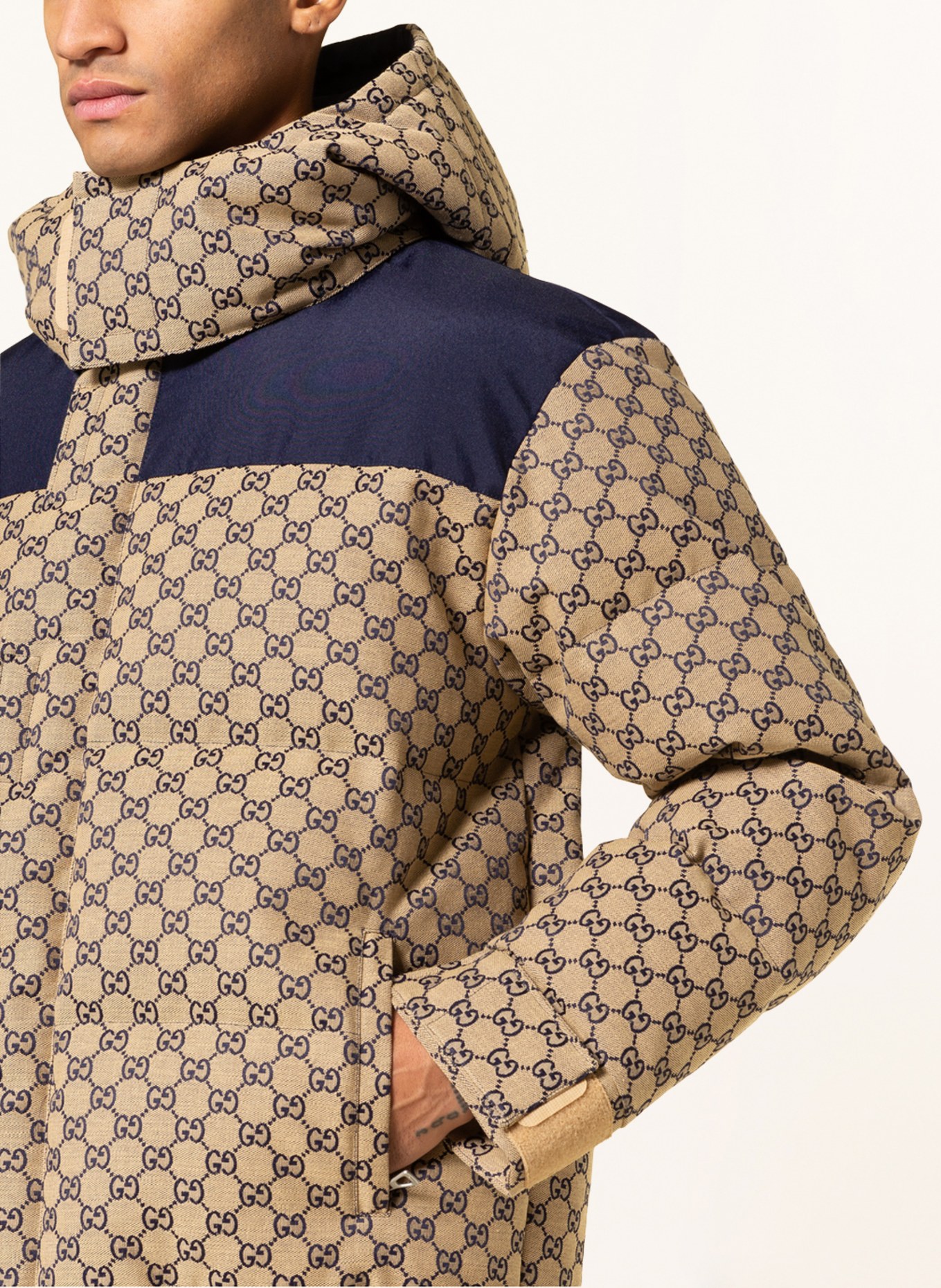 GUCCI Down jacket with removable hood , Color: DARK BLUE/ CAMEL (Image 5)