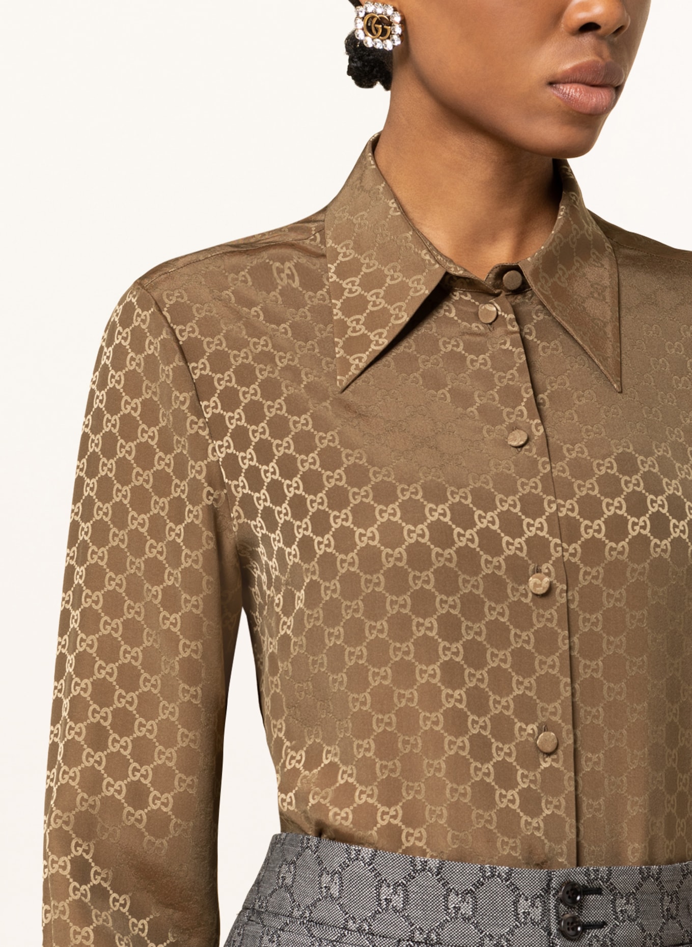 GUCCI Shirt blouse in silk, Color: 9702 BEIGE/BROWN (Image 4)