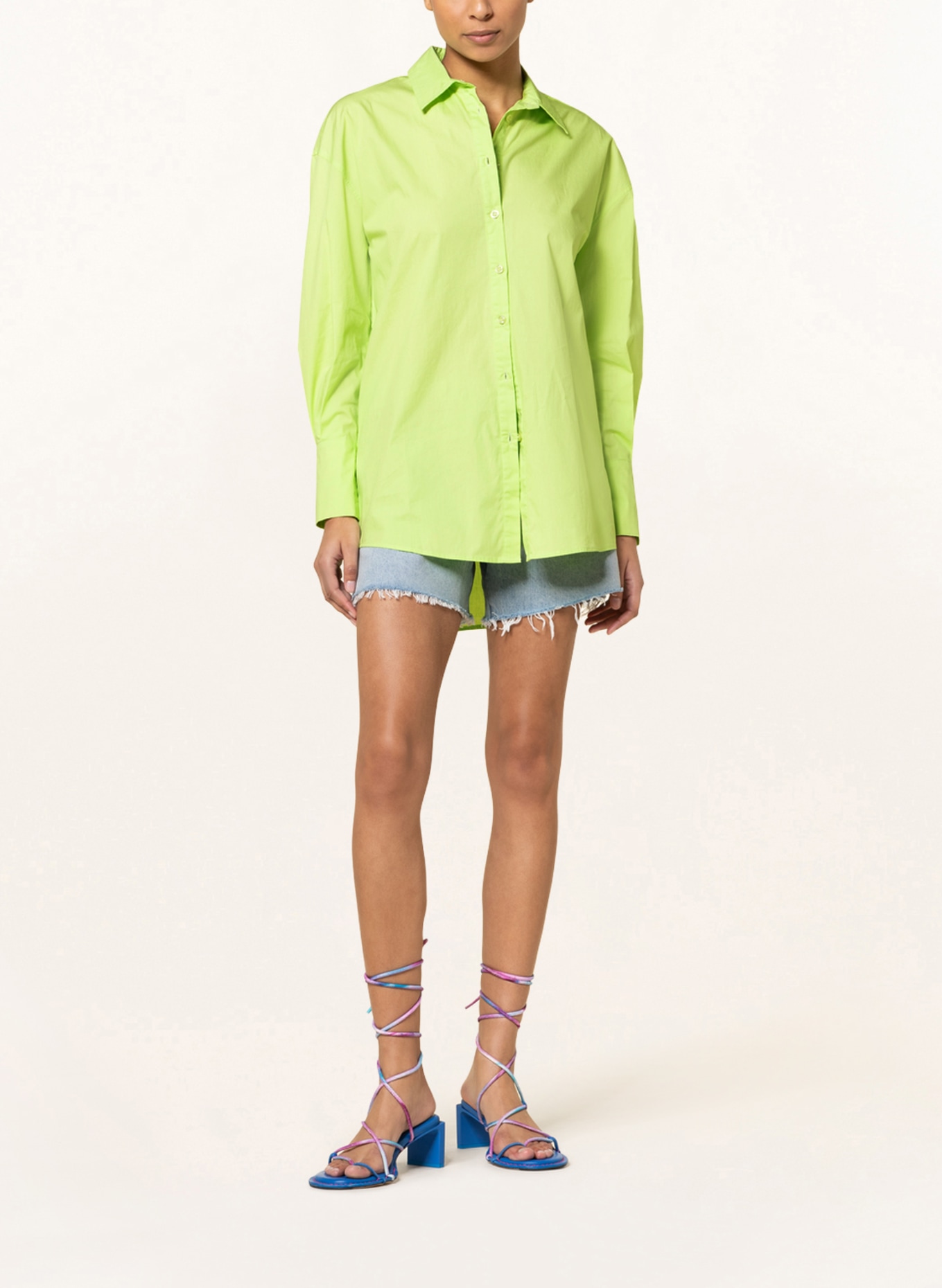COLOURFUL REBEL Oversized shirt blouse TALIA , Color: NEON GREEN (Image 2)