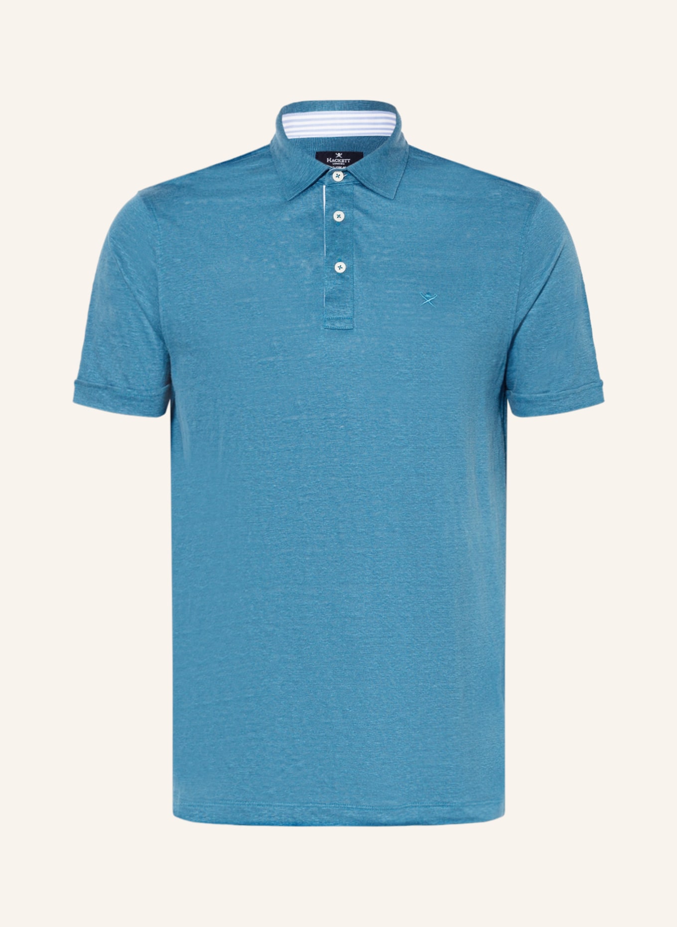 HACKETT LONDON Linen polo shirt classic fit, Color: TEAL (Image 1)