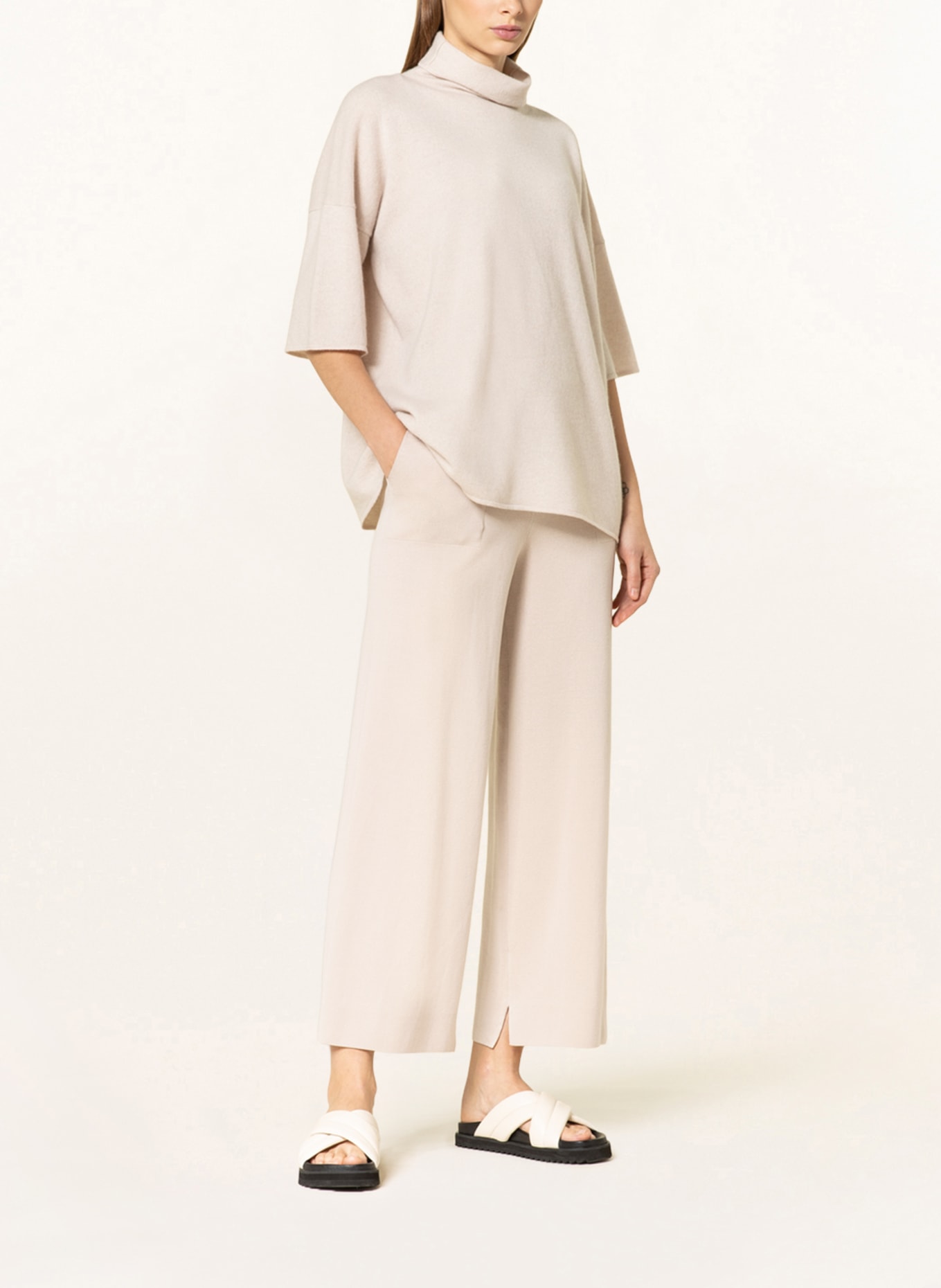 SMINFINITY Knit trousers with silk, Color: CREAM (Image 2)
