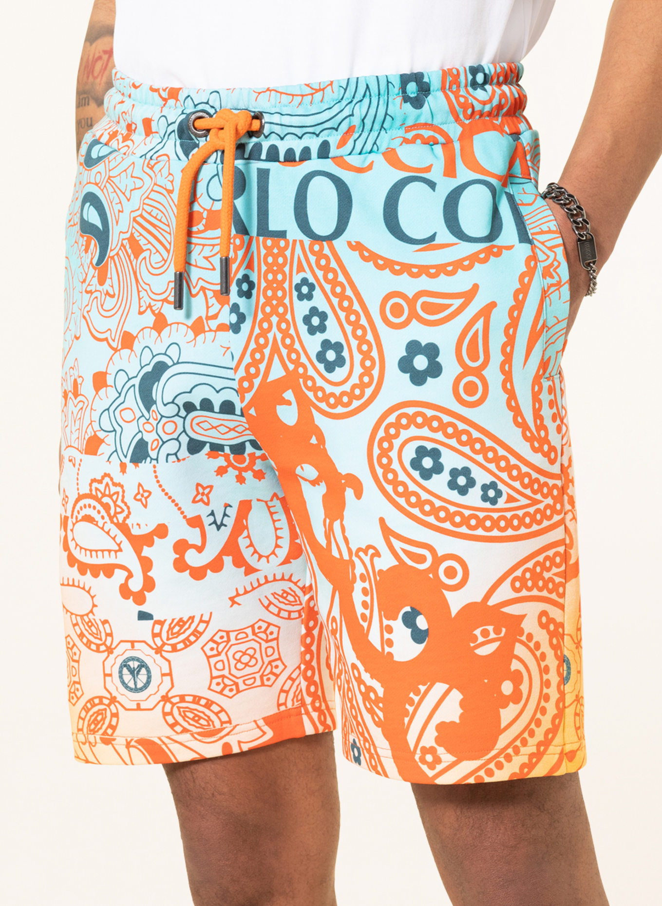 CARLO COLUCCI Sweatshorts mit Allover-Muster (orange) online kaufen