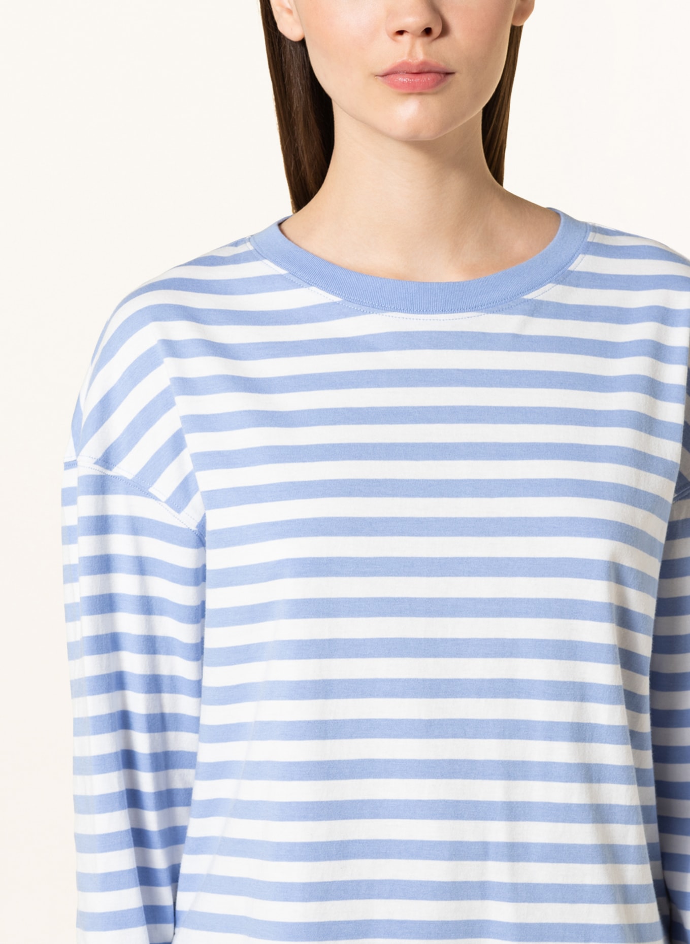 Marc O'Polo DENIM Long sleeve shirt, Color: WHITE/ LIGHT BLUE (Image 4)