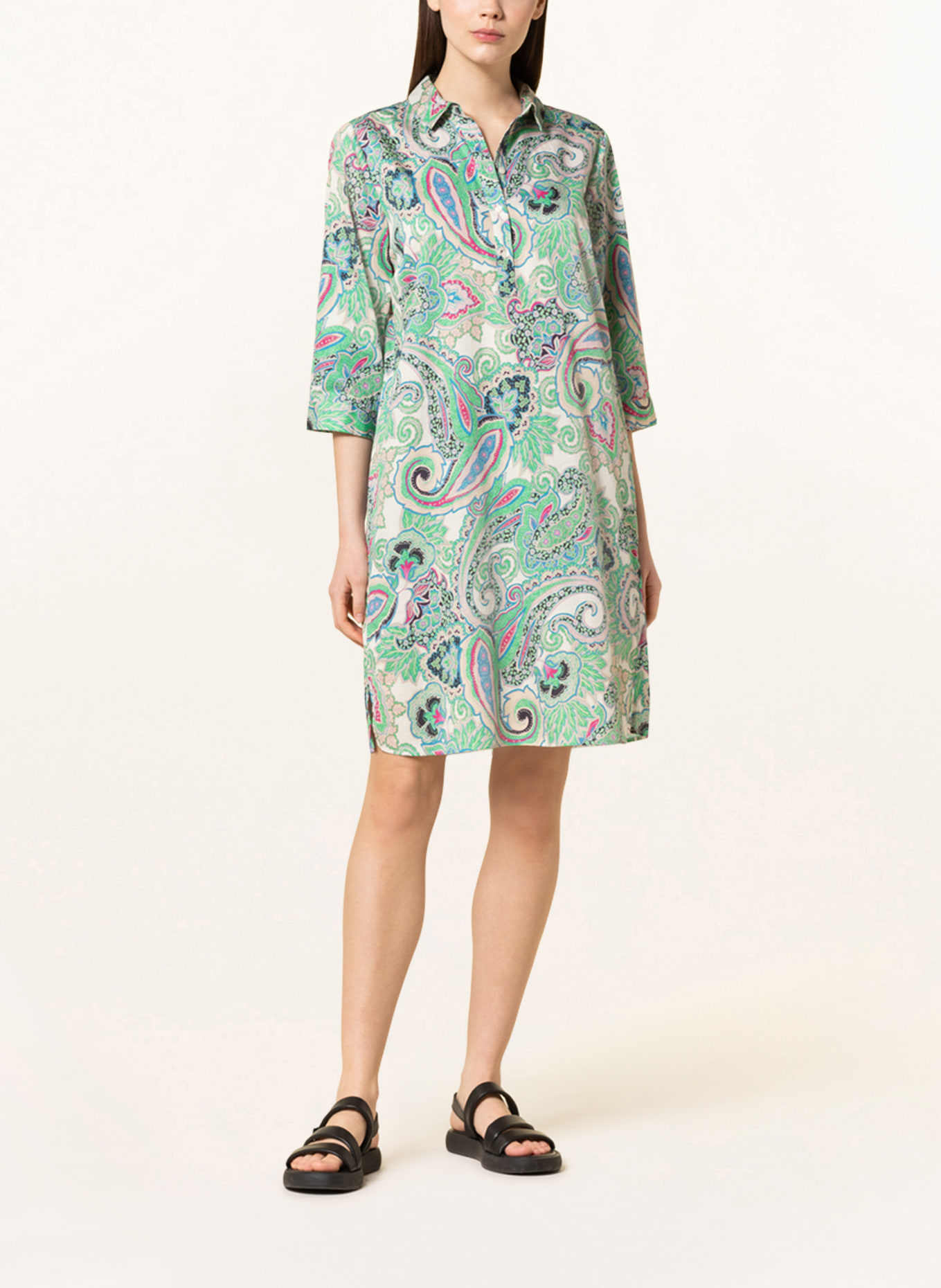 Smith & Soul Dress with 3/4 sleeves, Color: LIGHT GREEN/ BLUE/ CREAM (Image 2)