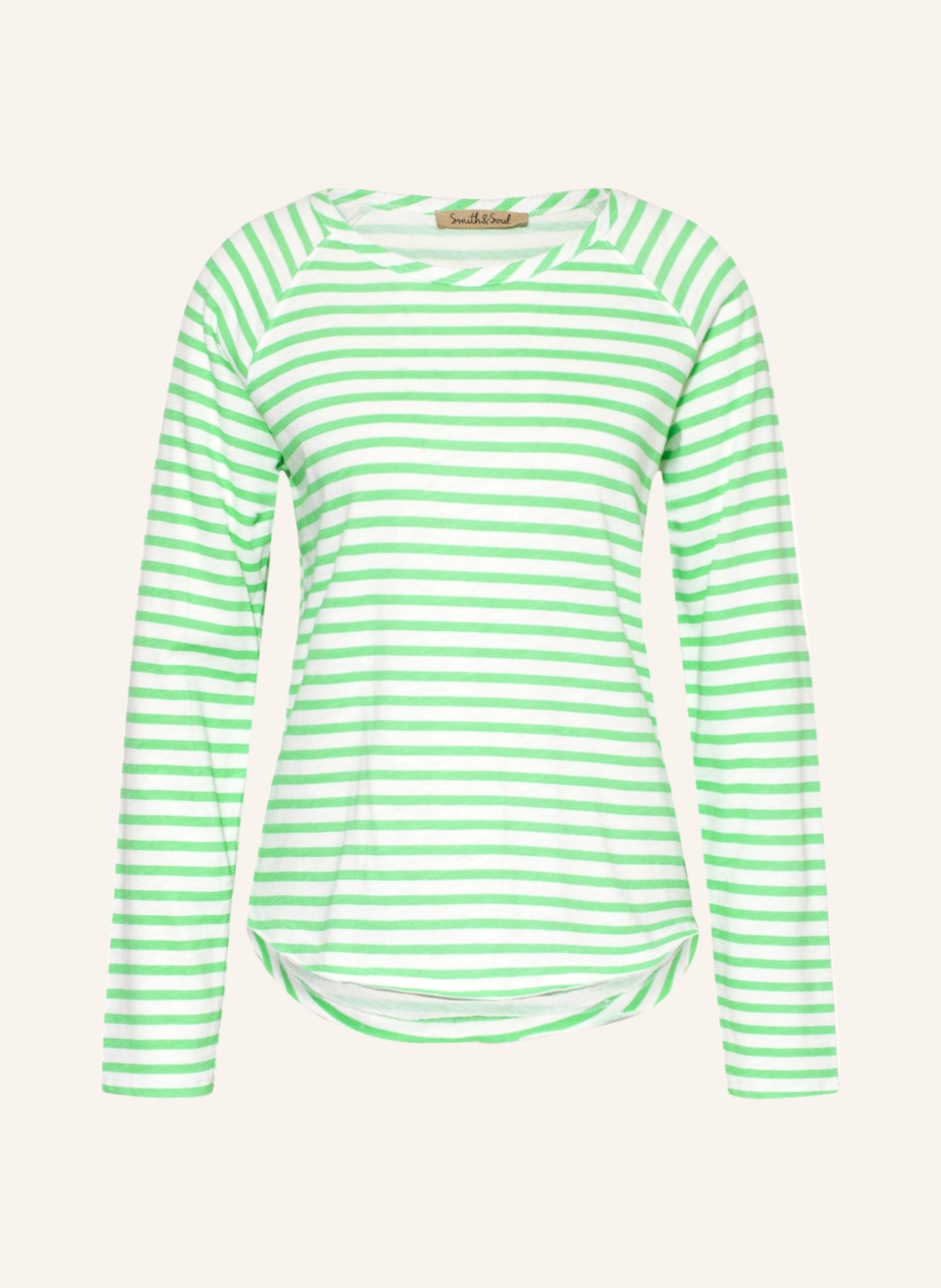Smith & Soul Long sleeve shirt, Color: WHITE/ LIGHT GREEN (Image 1)