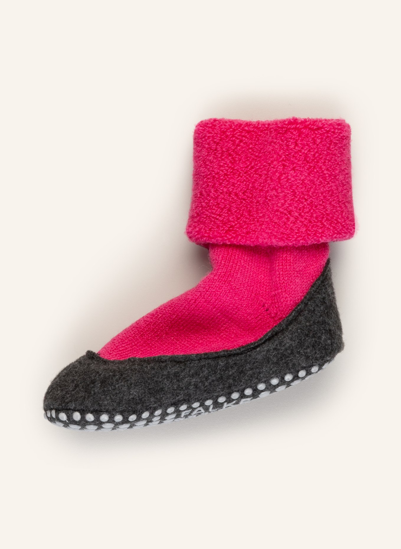 FALKE Stoppersocken COSYSHOE aus Merinowolle: DUNKELGRAU/ PINK