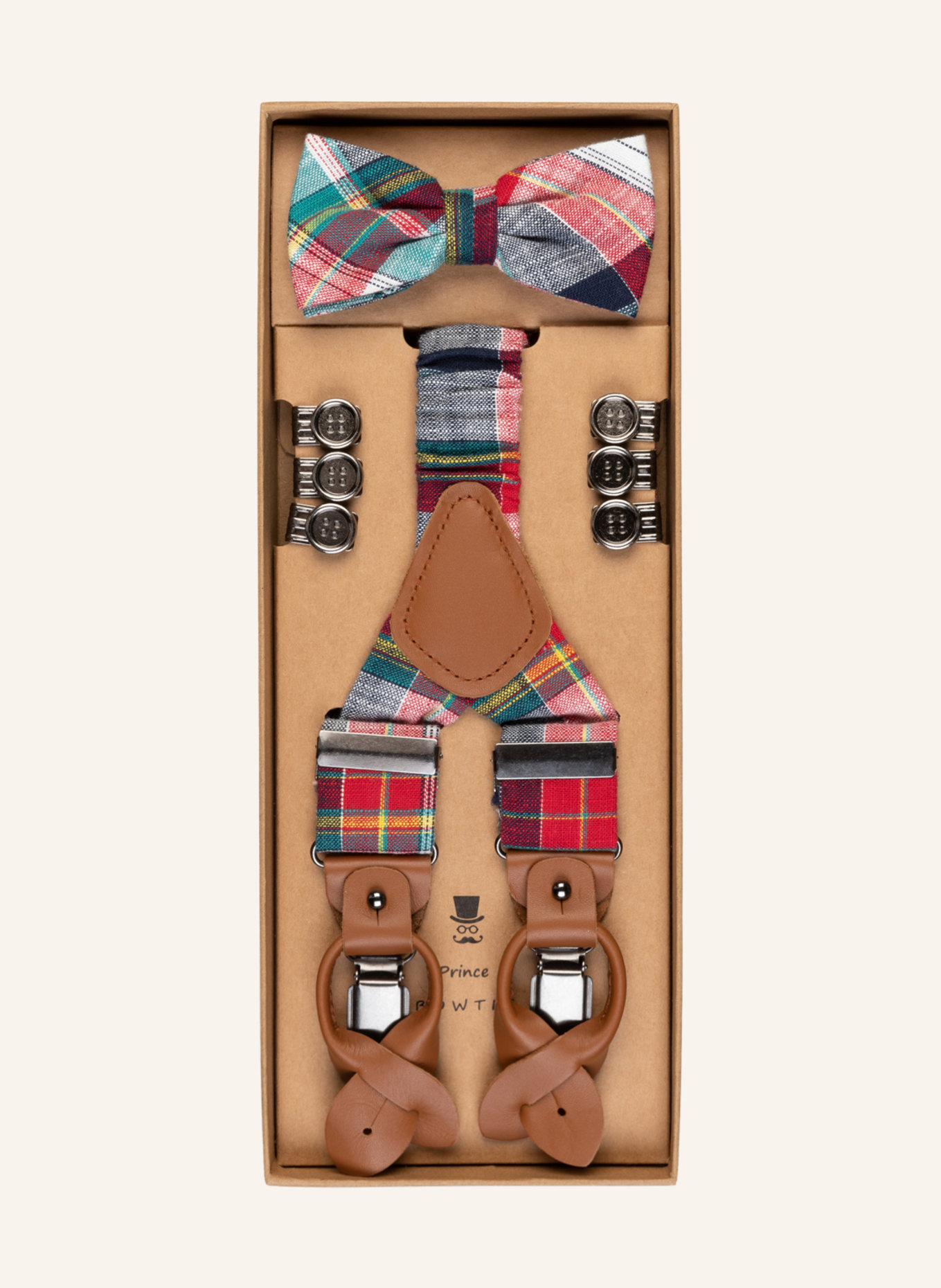 Prince BOWTIE Set: Suspenders and bow tie, Color: Fb.1 M-ROT (Image 1)
