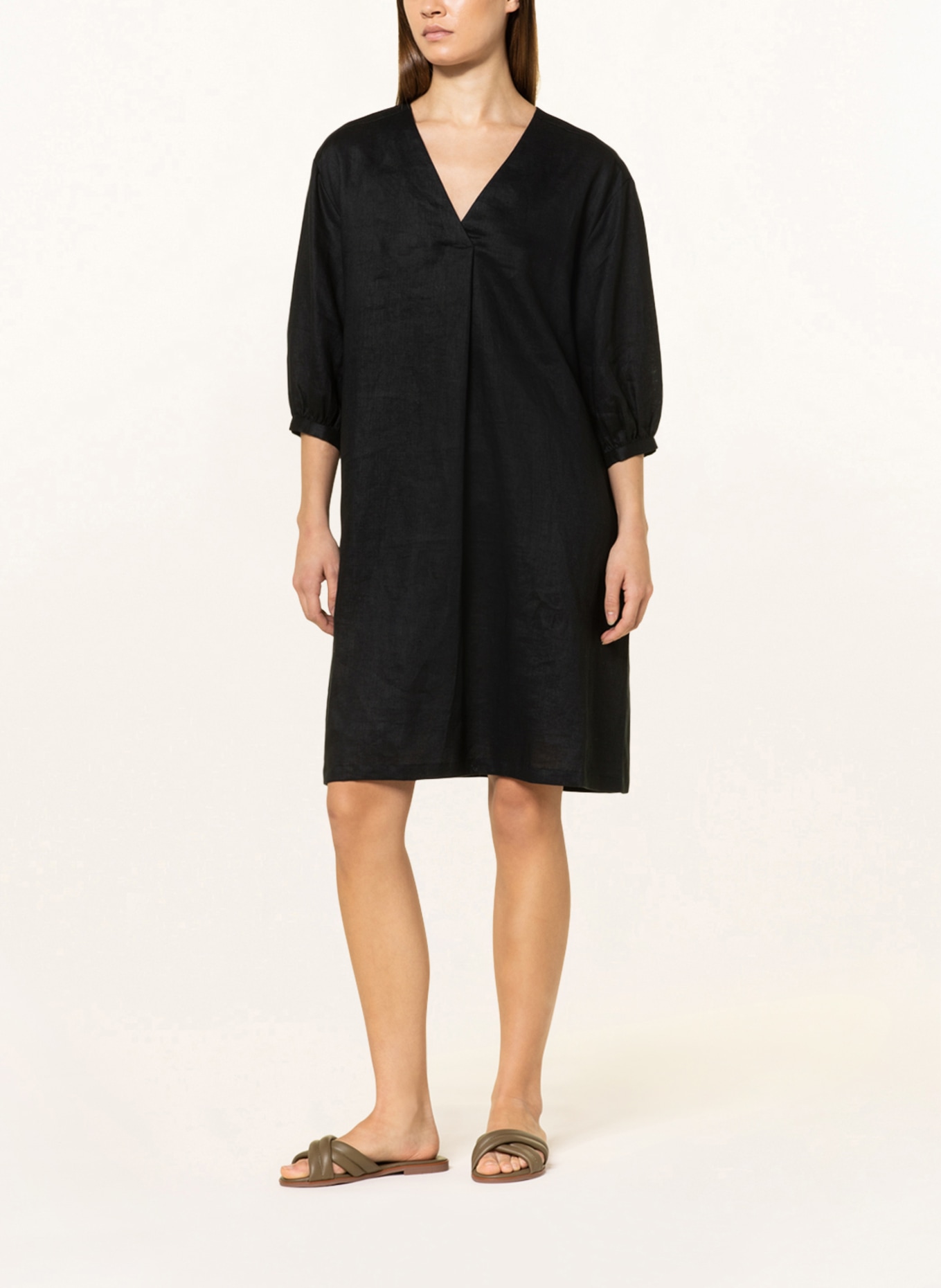 darling harbour Linen dress, Color: BLACK (Image 2)