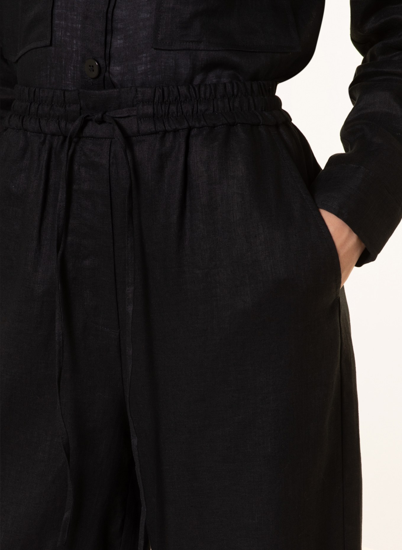 darling harbour Linen culottes, Color: BLACK (Image 5)